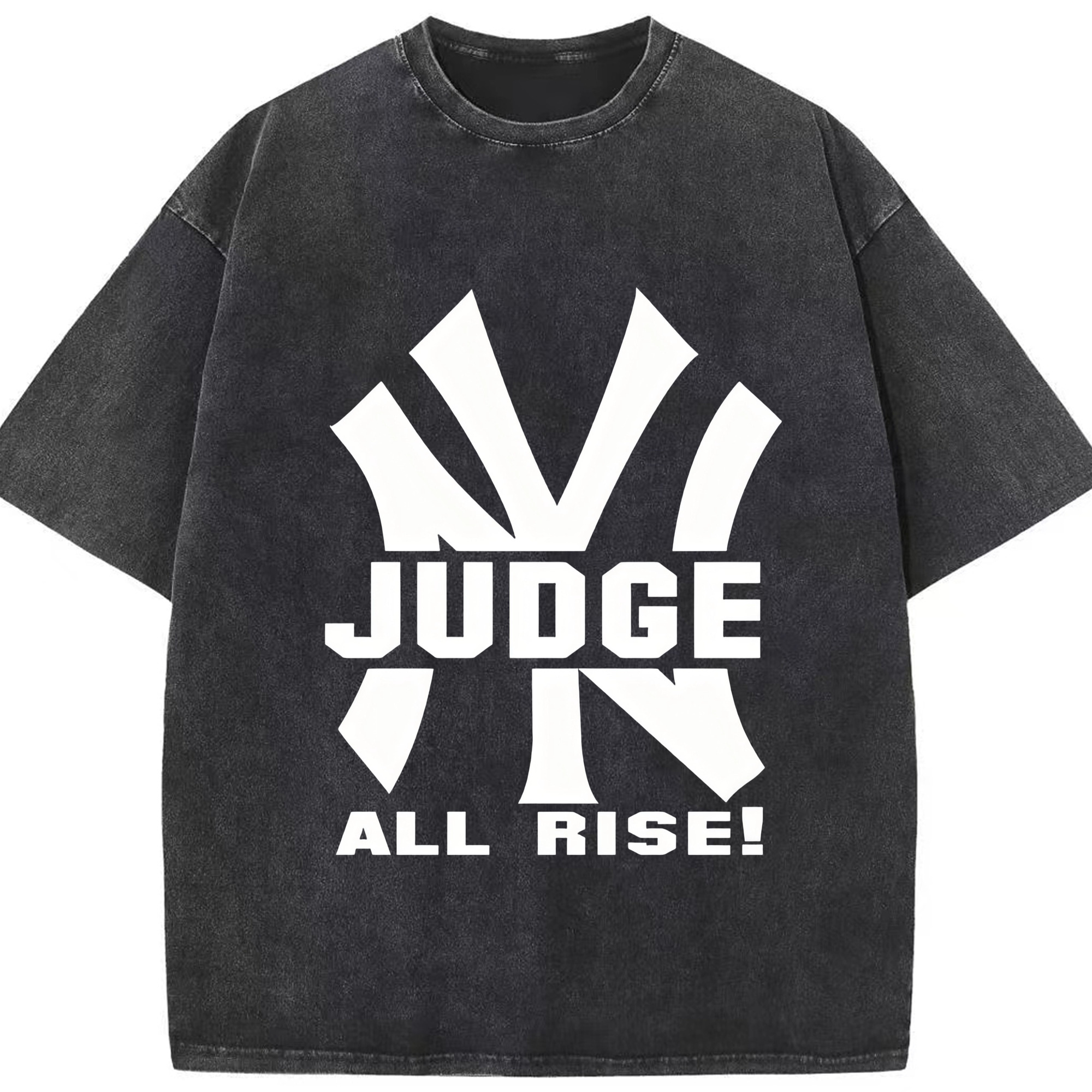Aaron Judge 99 All Rise Washed Vintage Look 230g Cotton Oversized T-Shirt With Front Heat Transfer Print – Soft, Lightweight, Stylish Fit – Comfortable Casual Wear For Sports & Everyday Use