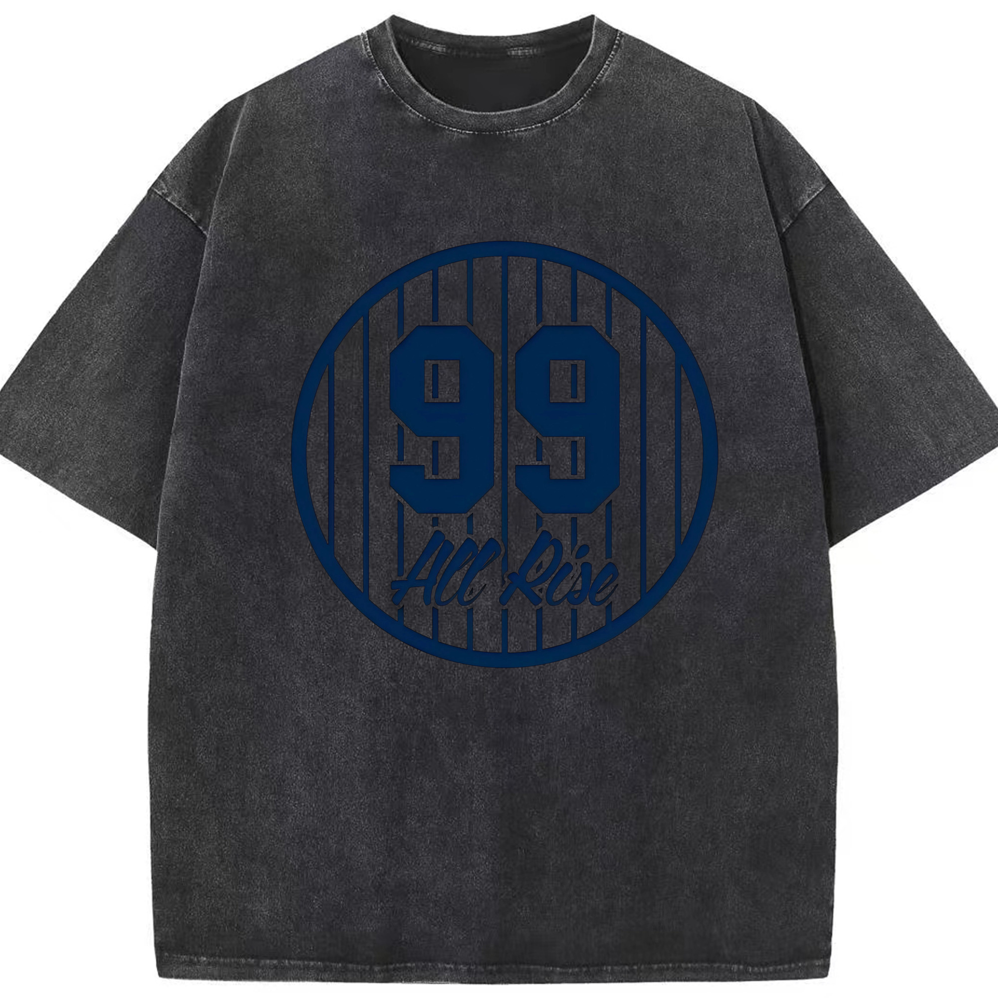 All Rice 99 Aaron Judge Pinstripe Number Washed Vintage Look 230g Cotton Oversized T-Shirt With Front Heat Transfer Print – Soft, Lightweight, Stylish Fit – Comfortable Casual Wear For Sports & Everyday Use