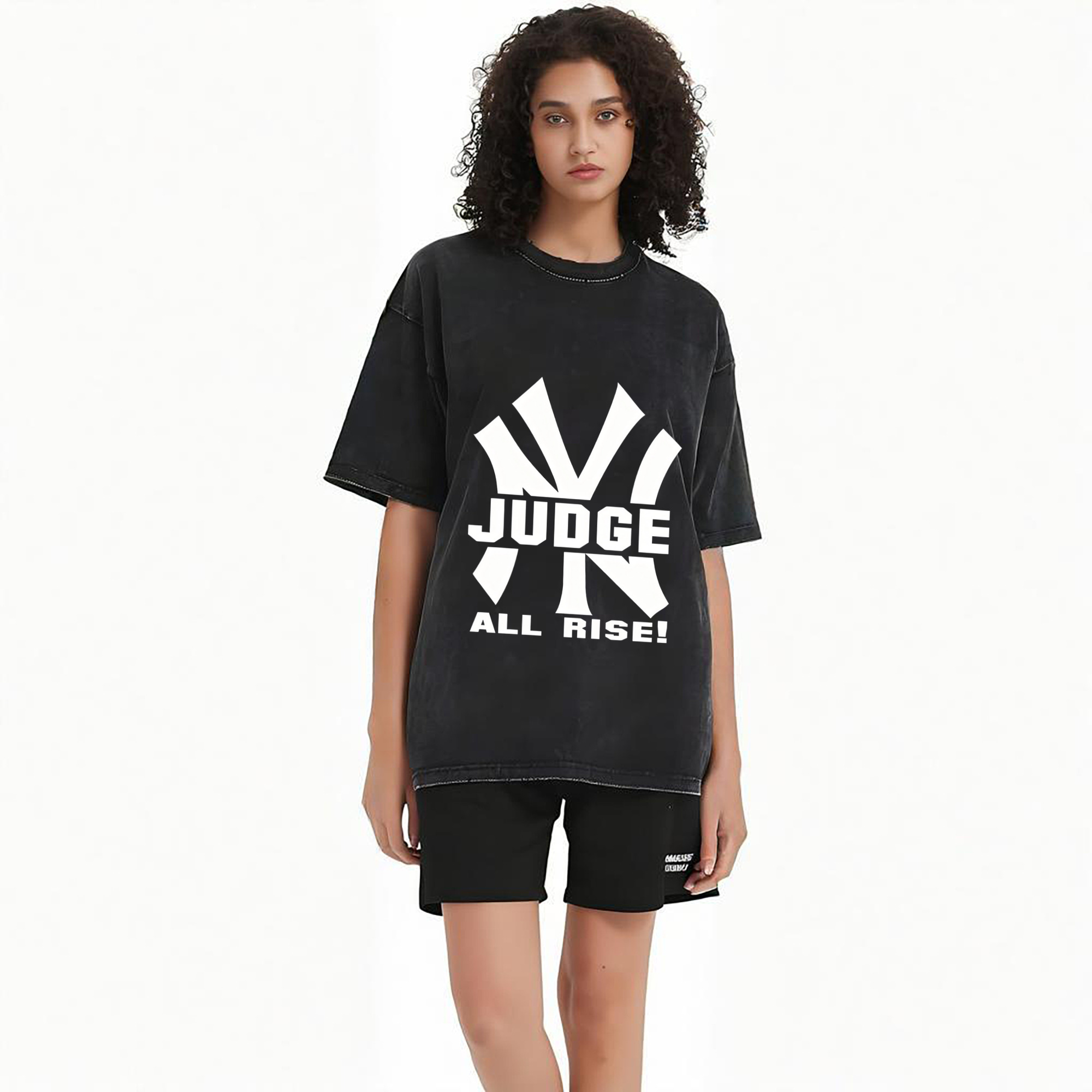 Aaron Judge 99 All Rise Washed Vintage Look 230g Cotton Oversized T-Shirt With Front Heat Transfer Print – Soft, Lightweight, Stylish Fit – Comfortable Casual Wear For Sports & Everyday Use