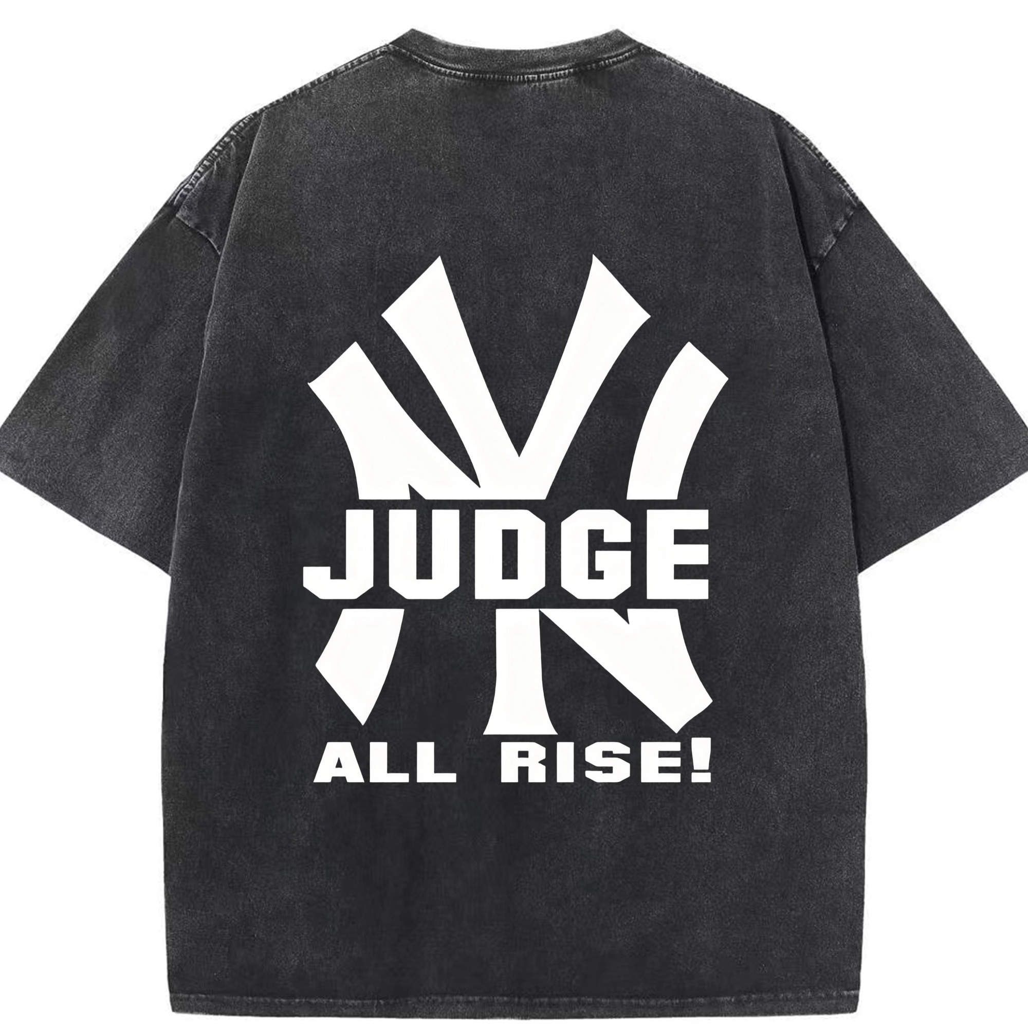 Aaron Judge 99 All Rise Washed Vintage 230g Cotton Oversized T-Shirt With Back Heat Transfer Print – Soft, Lightweight & Stylish – Comfortable Casual Wear For Sports & Everyday Use