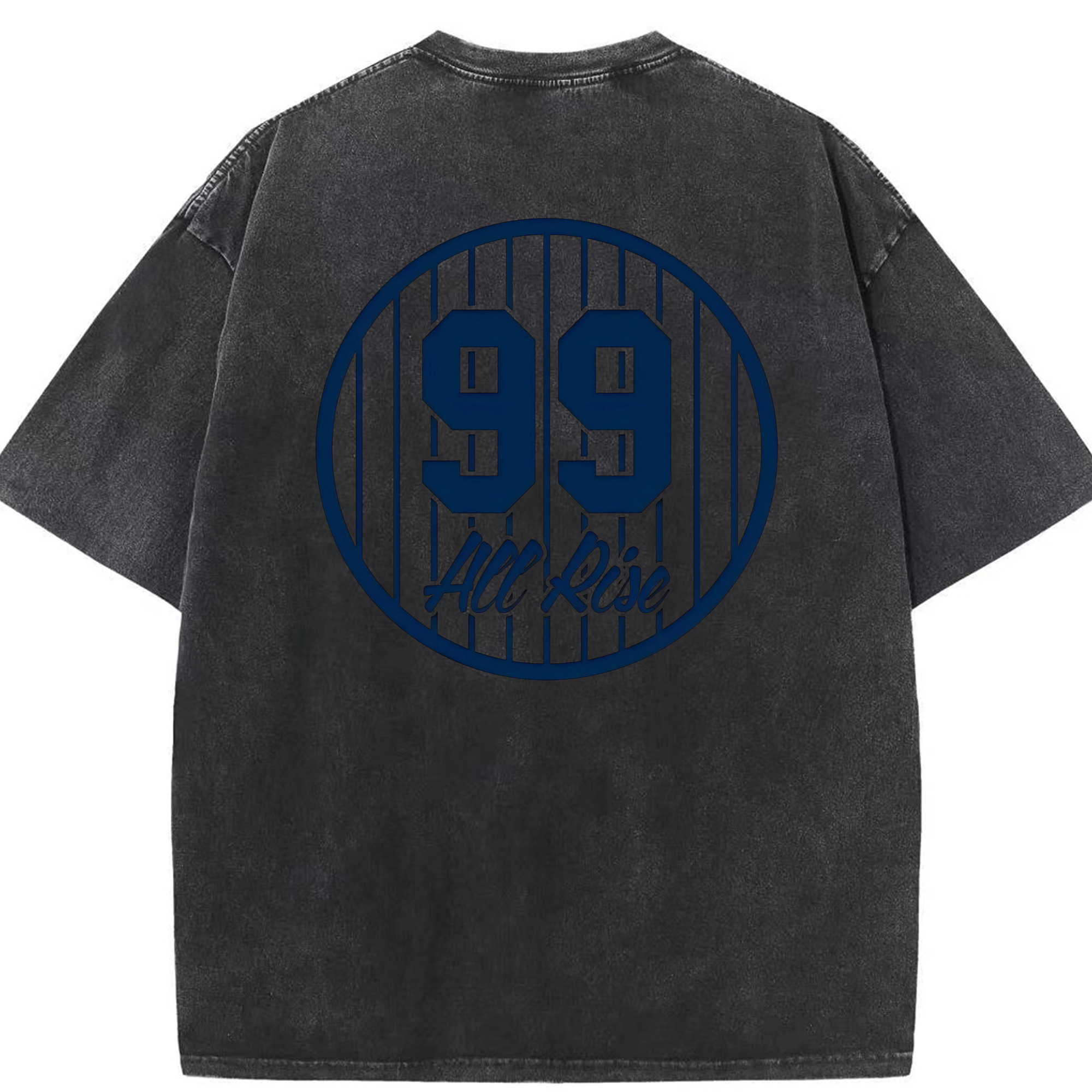 All Rice 99 Aaron Judge Pinstripe Number Washed Vintage 230g Cotton Oversized T-Shirt With Back Heat Transfer Print – Soft, Lightweight & Stylish – Comfortable Casual Wear For Sports & Everyday Use