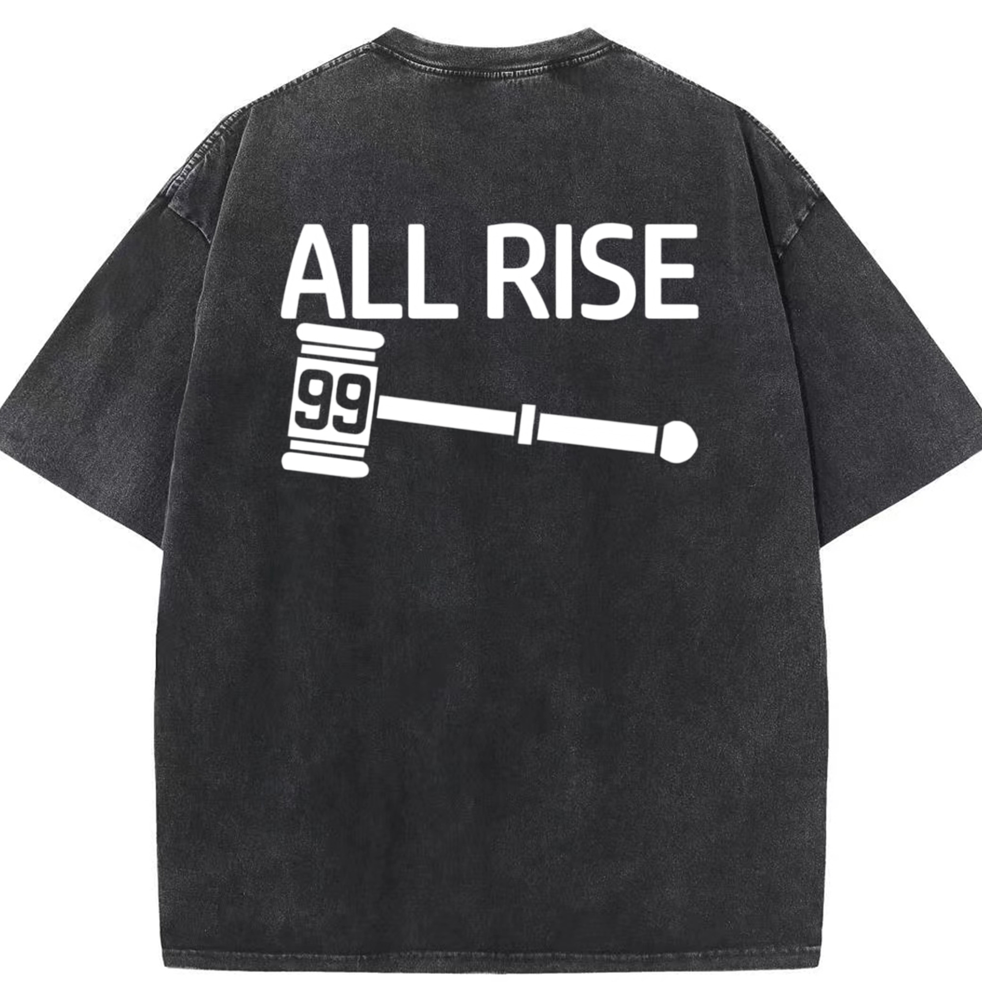 All Rise 99 Aaron Judge Washed Vintage 230g Cotton Oversized T-Shirt With Back Heat Transfer Print – Soft, Lightweight & Stylish – Comfortable Casual Wear For Sports & Everyday Use