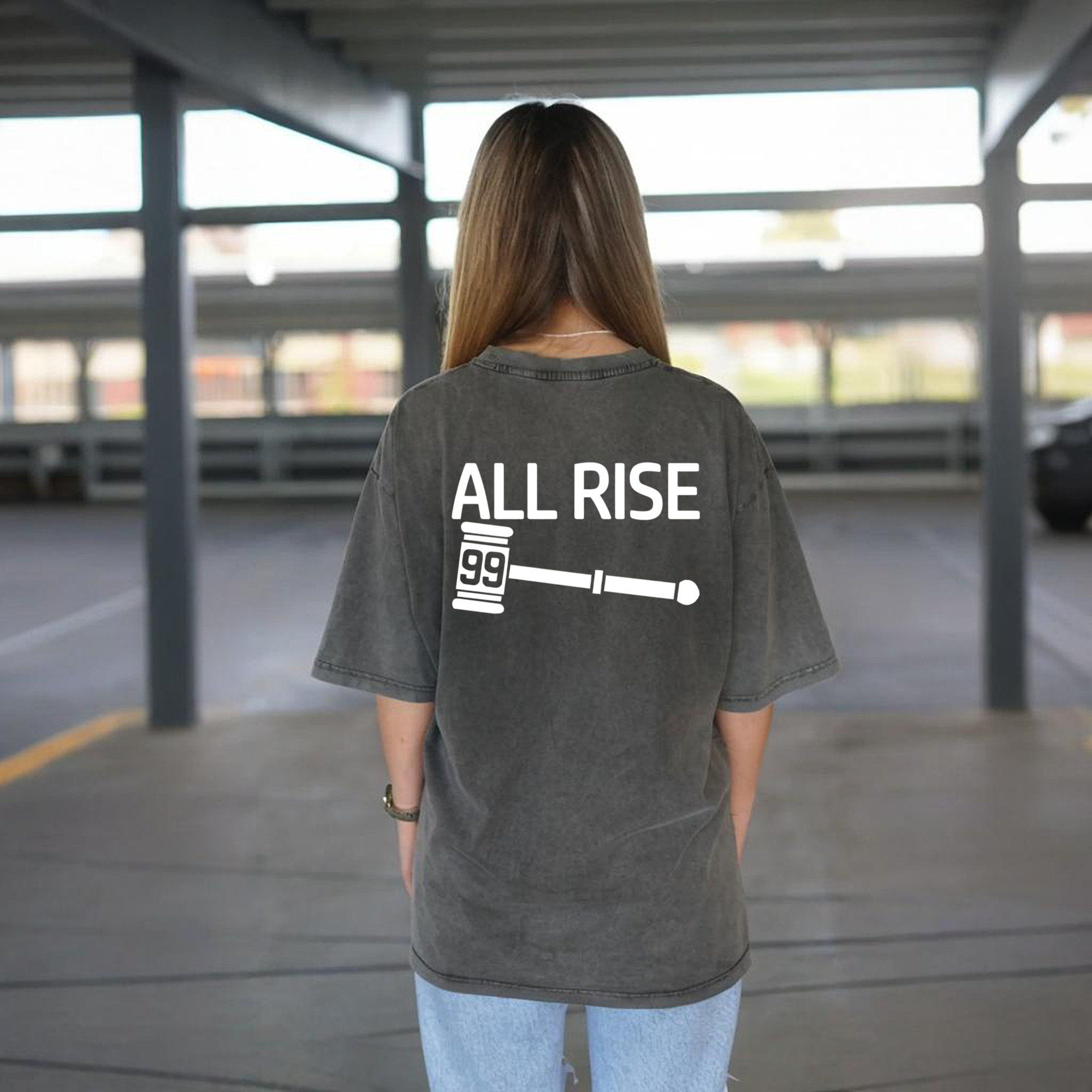 All Rise 99 Aaron Judge Washed Vintage 230g Cotton Oversized T-Shirt With Back Heat Transfer Print – Soft, Lightweight & Stylish – Comfortable Casual Wear For Sports & Everyday Use