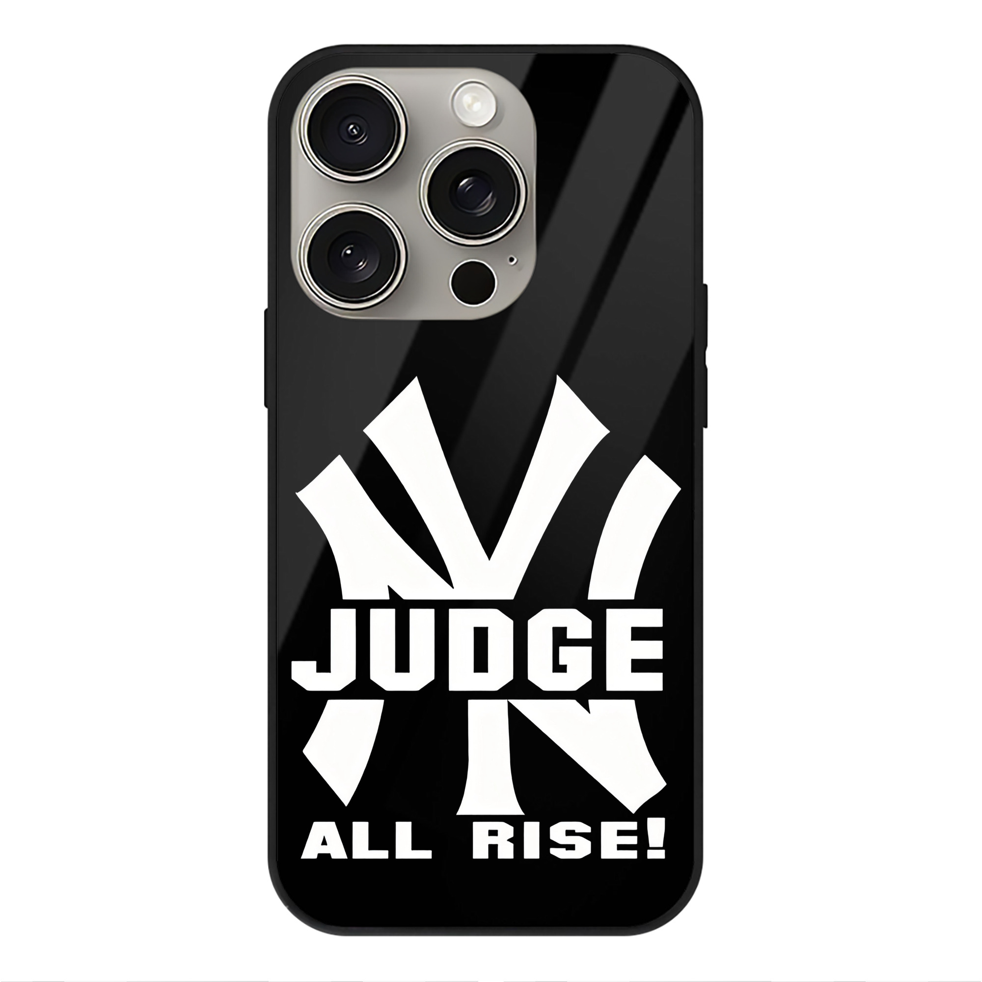 Aaron Judge 99 All Rise IPhone 15 Pro Mirror Phone Case – UV Printed Glass + TPU – Scratch-Resistant, Wireless Charging Compatible, Precise Fit & Stylish Design