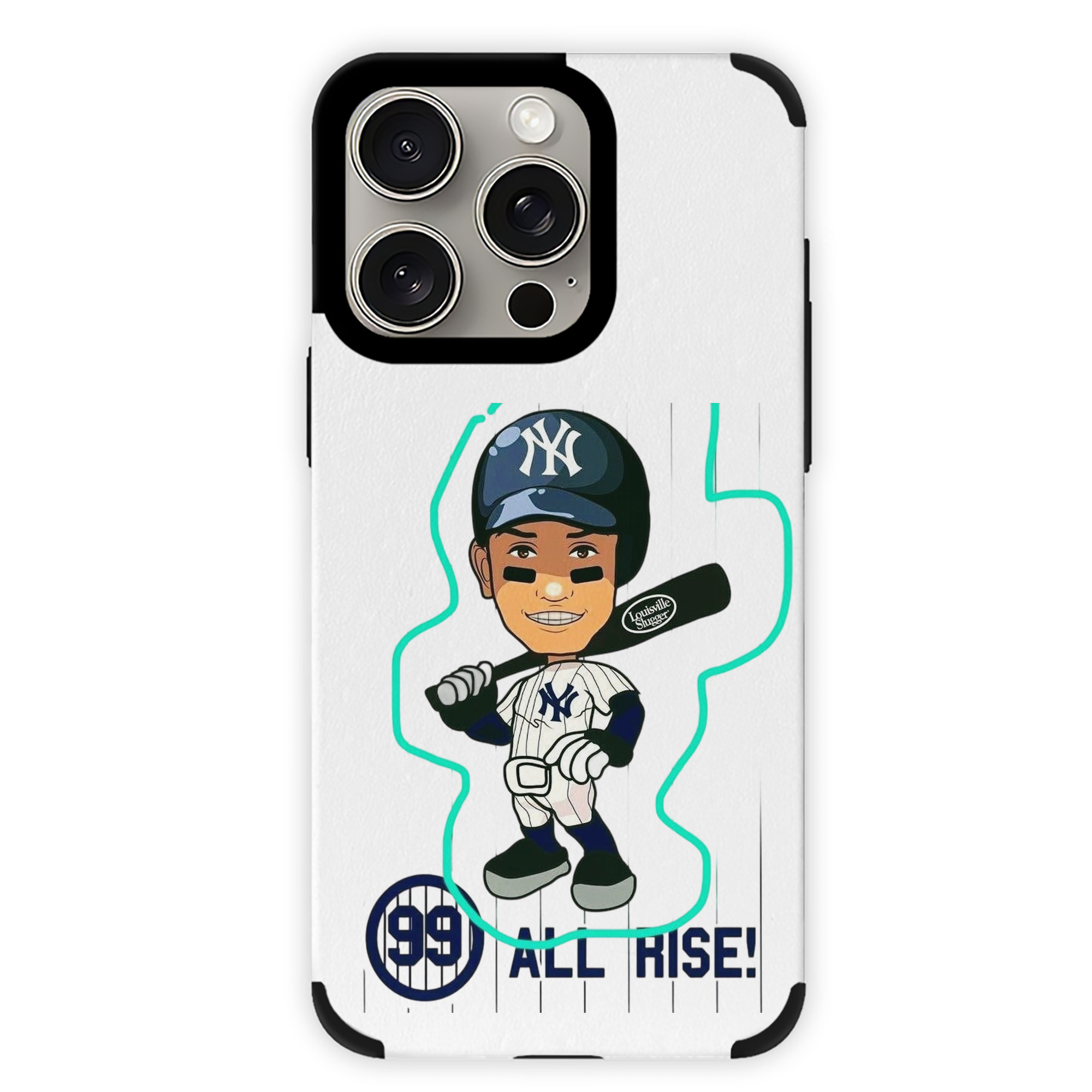 Aaron Judge 99 All Rise Cartoon IPhone 15 Pro Max PU Leather Case – Soft Lining, 360° Protection – Precise Fit, 3D Buttons, Easy Charging – Anti-Yellowing, Easy To Clean
