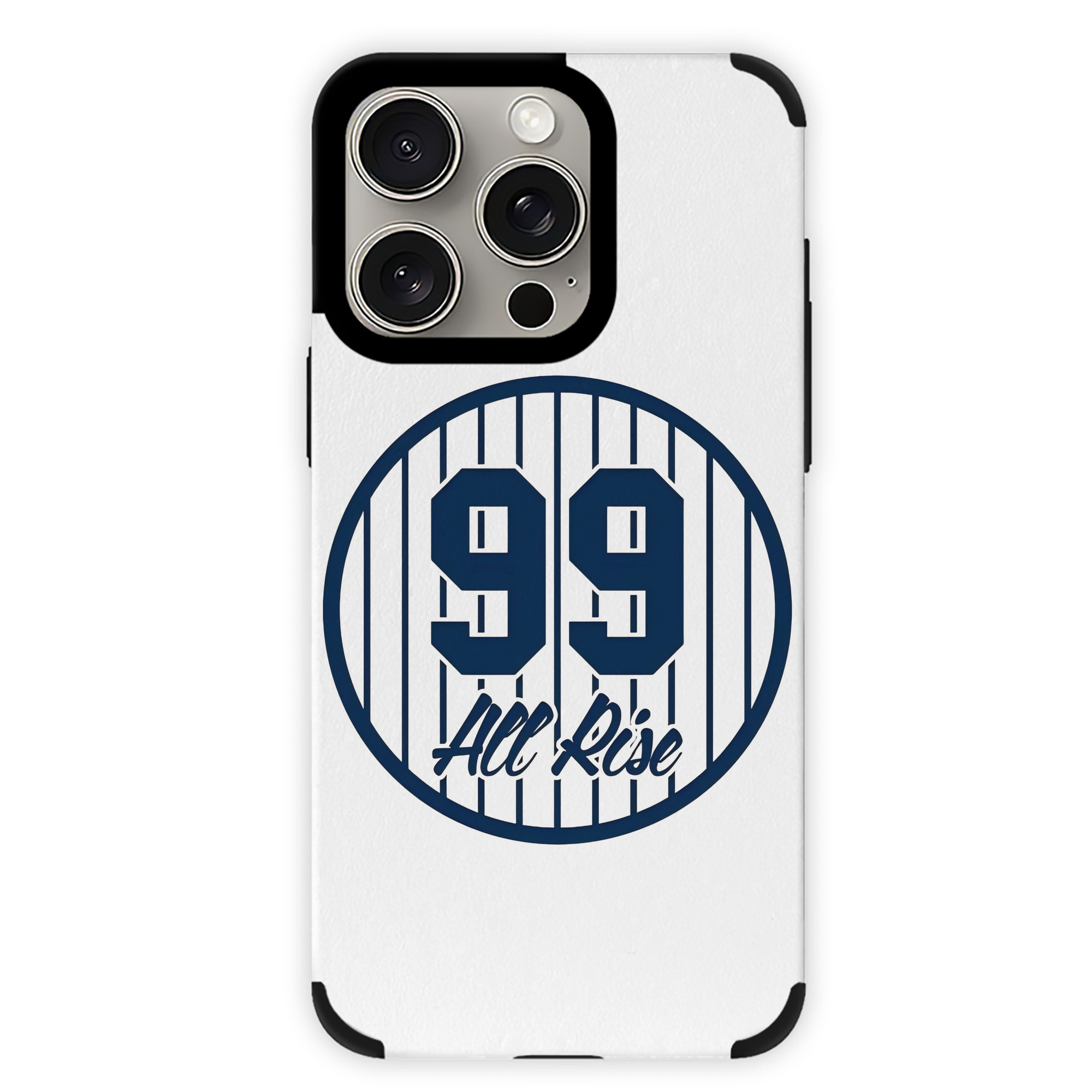 All Rice 99 Aaron Judge Pinstripe Number IPhone 15 Pro Max PU Leather Case – Soft Lining, 360° Protection – Precise Fit, 3D Buttons, Easy Charging – Anti-Yellowing, Easy To Clean