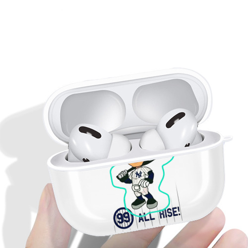 Aaron Judge 99 All Rise Cartoon AirPods Pro Hard Case White With Keychain, Durable Flexible PC, Precise Cutouts, Anti-Fingerprint, Yellowing & Scratch Resistant, Full Protection, Washable