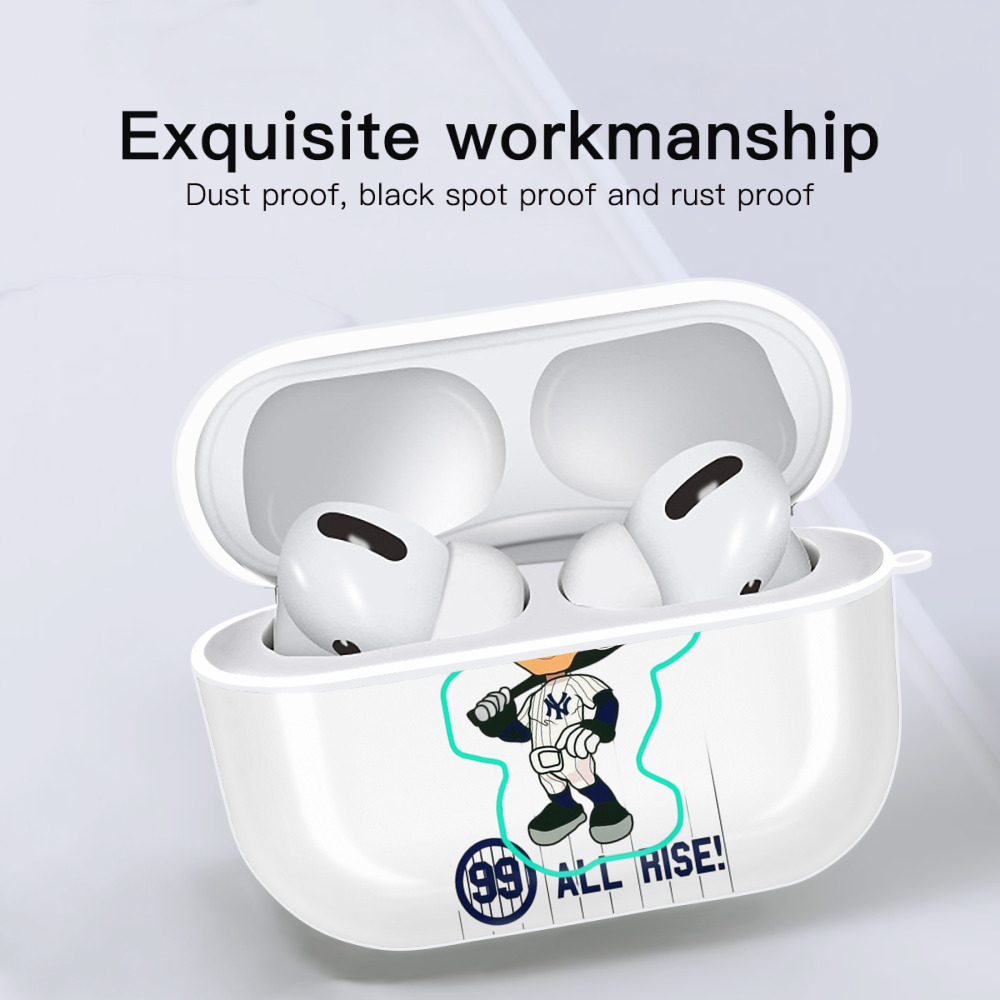 Aaron Judge 99 All Rise Cartoon AirPods Pro Hard Case White With Keychain, Durable Flexible PC, Precise Cutouts, Anti-Fingerprint, Yellowing & Scratch Resistant, Full Protection, Washable