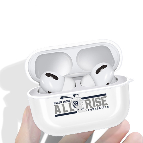 Aaron Judge All Rise Foundation Logo AirPods Pro Hard Case White With Keychain, Durable Flexible PC, Precise Cutouts, Anti-Fingerprint, Yellowing & Scratch Resistant, Full Protection, Washable