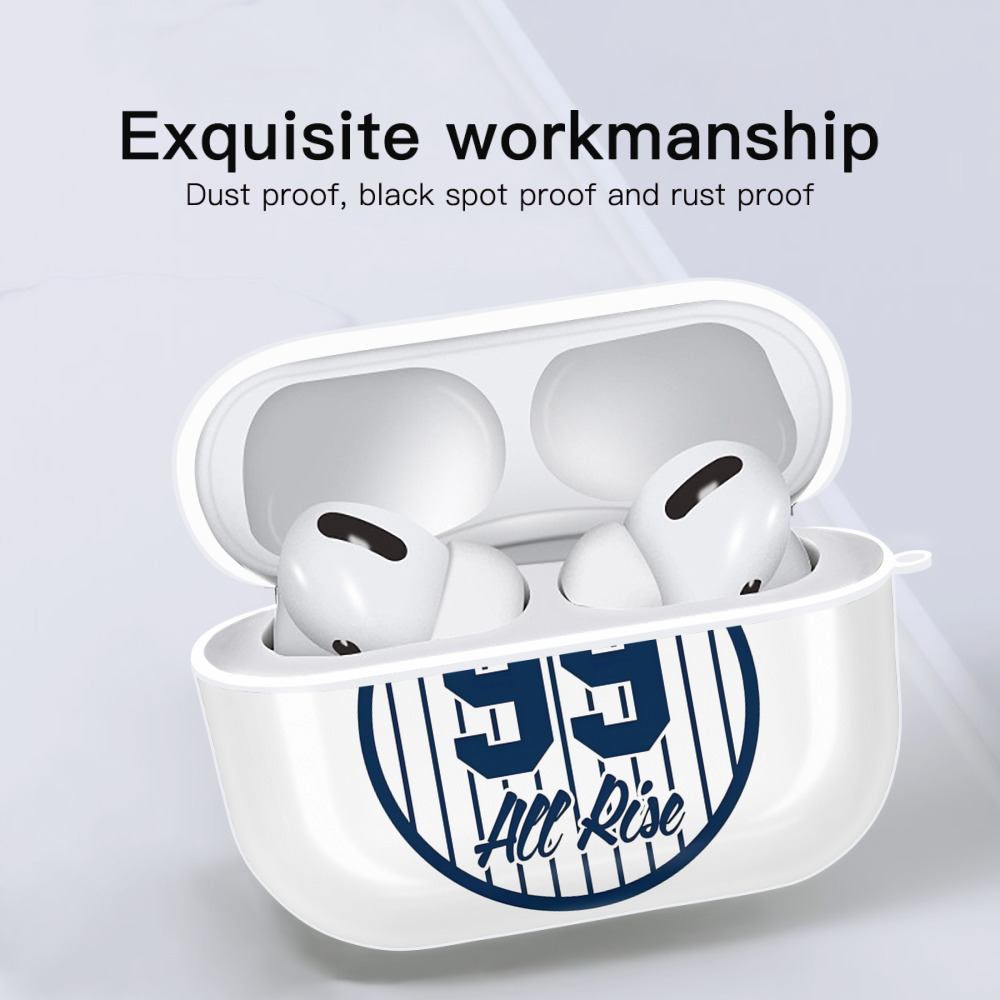 All Rice 99 Aaron Judge Pinstripe Number AirPods Pro Hard Case White With Keychain, Durable Flexible PC, Precise Cutouts, Anti-Fingerprint, Yellowing & Scratch Resistant, Full Protection, Washable