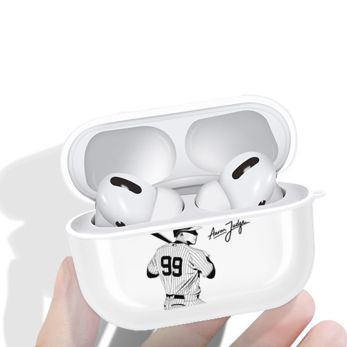 All Rise New York Aaron Judge 99 AirPods Pro Hard Case White With Keychain, Durable Flexible PC, Precise Cutouts, Anti-Fingerprint, Yellowing & Scratch Resistant, Full Protection, Washable