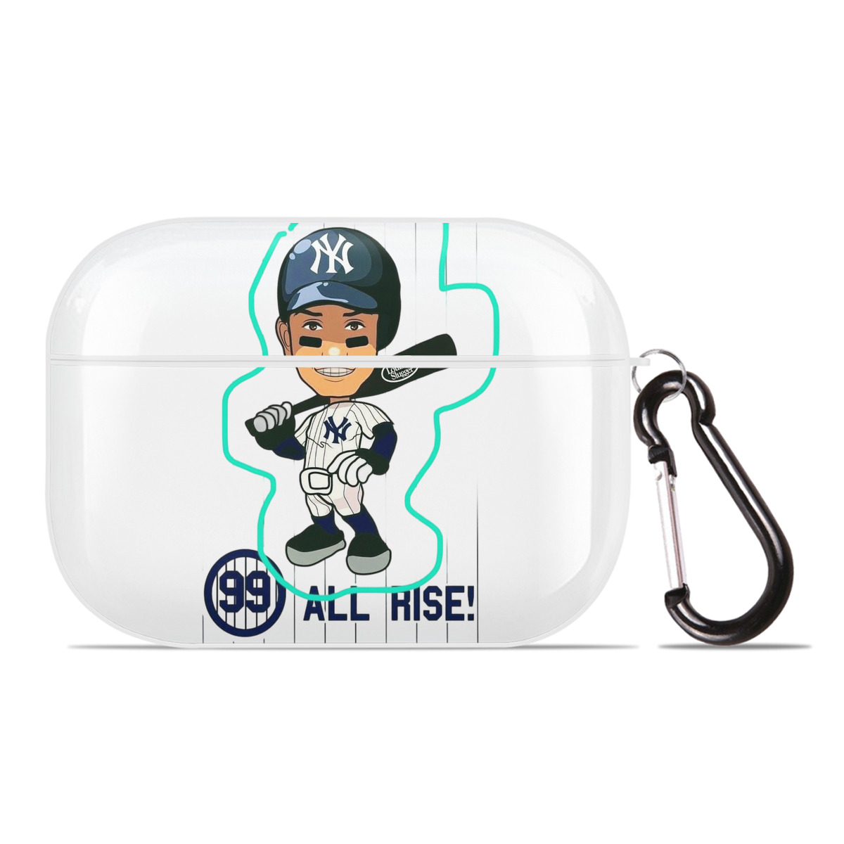 Aaron Judge 99 All Rise Cartoon AirPods Pro Hard Case White With Keychain, Durable Flexible PC, Precise Cutouts, Anti-Fingerprint, Yellowing & Scratch Resistant, Full Protection, Washable