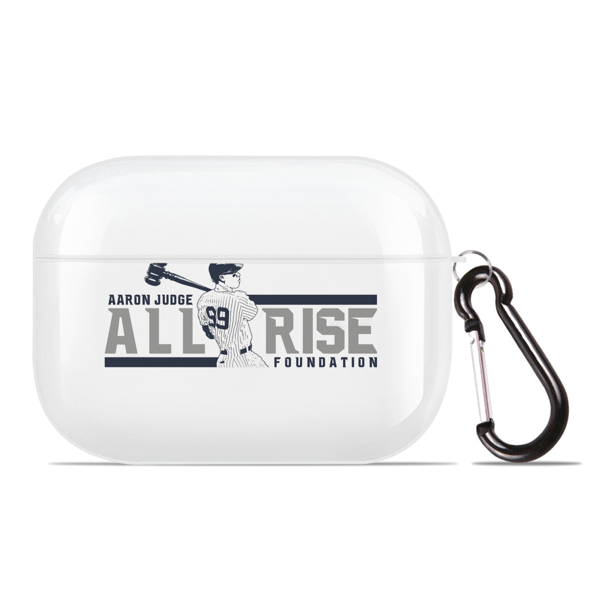 Aaron Judge All Rise Foundation Logo AirPods Pro Hard Case White With Keychain, Durable Flexible PC, Precise Cutouts, Anti-Fingerprint, Yellowing & Scratch Resistant, Full Protection, Washable