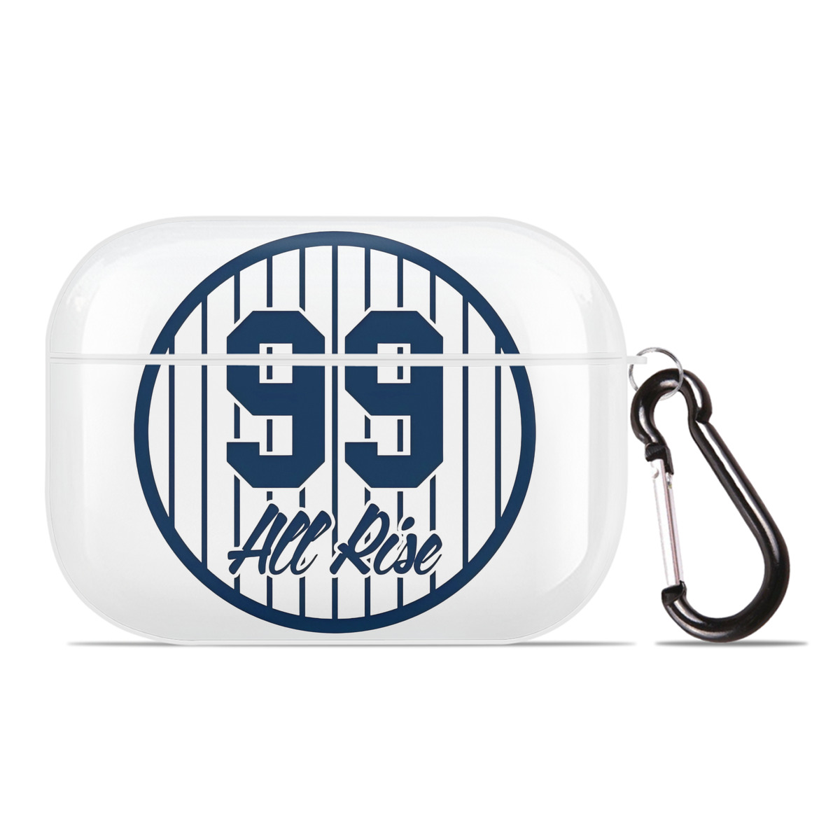 All Rice 99 Aaron Judge Pinstripe Number AirPods Pro Hard Case White With Keychain, Durable Flexible PC, Precise Cutouts, Anti-Fingerprint, Yellowing & Scratch Resistant, Full Protection, Washable
