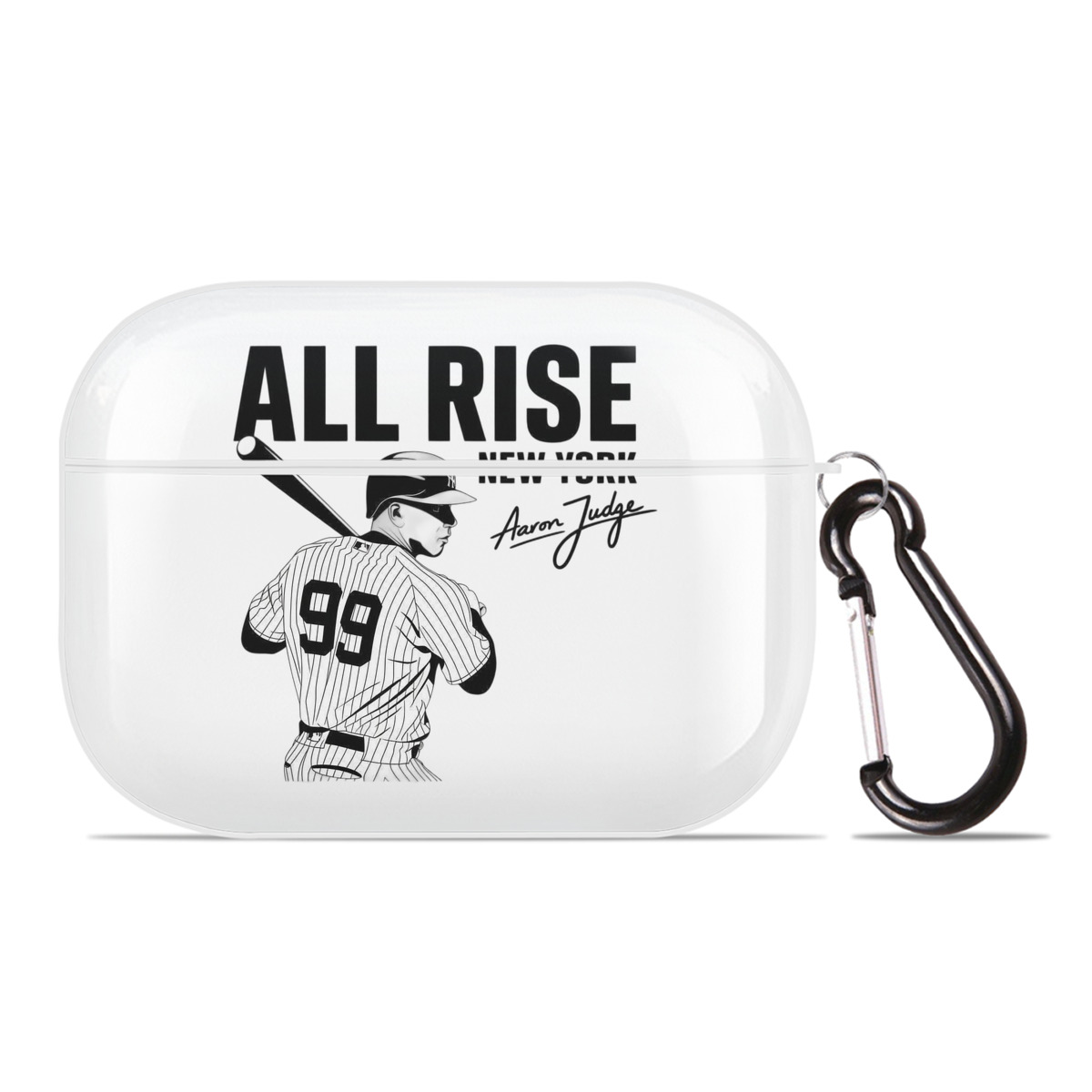 All Rise New York Aaron Judge 99 AirPods Pro Hard Case White With Keychain, Durable Flexible PC, Precise Cutouts, Anti-Fingerprint, Yellowing & Scratch Resistant, Full Protection, Washable