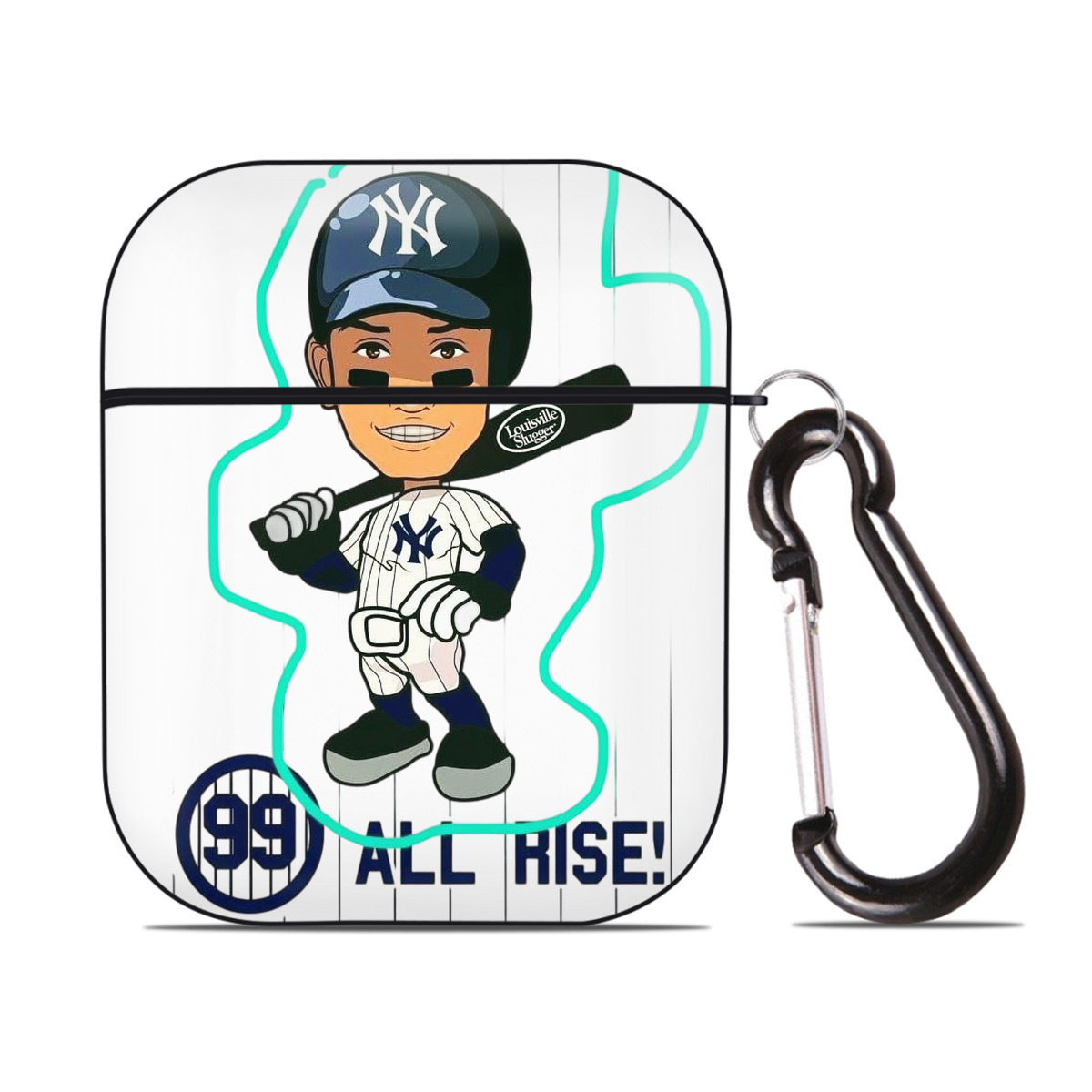 Aaron Judge 99 All Rise Cartoon AirPods 2 Case Hard Shell Black, Flexible PC Material, Precise Cutouts, Full Protection, Anti-Fingerprint, Washable, Includes Keychain – Durable & Slim Design