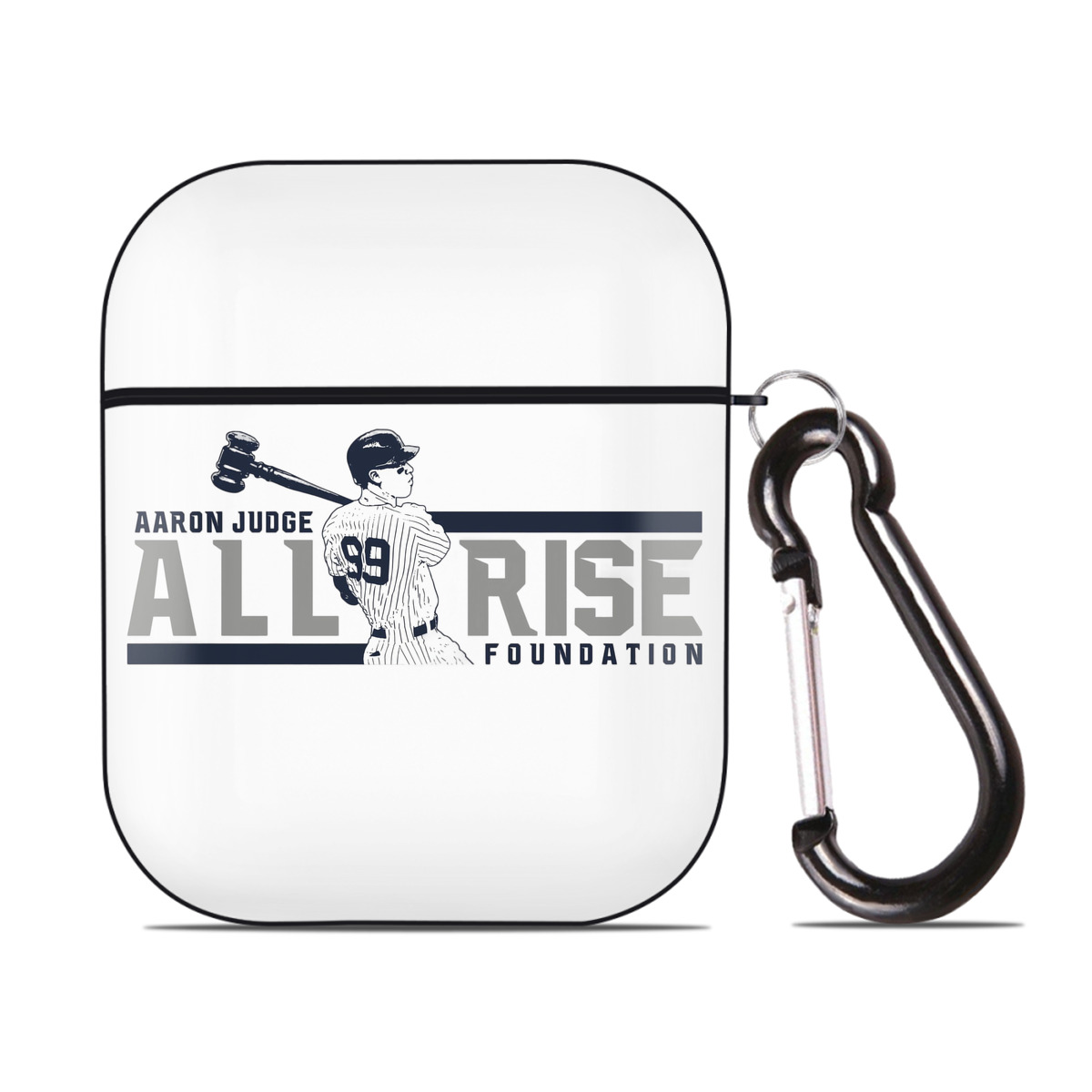 Aaron Judge All Rise Foundation Logo AirPods 2 Case Hard Shell Black, Flexible PC Material, Precise Cutouts, Full Protection, Anti-Fingerprint, Washable, Includes Keychain – Durable & Slim Design