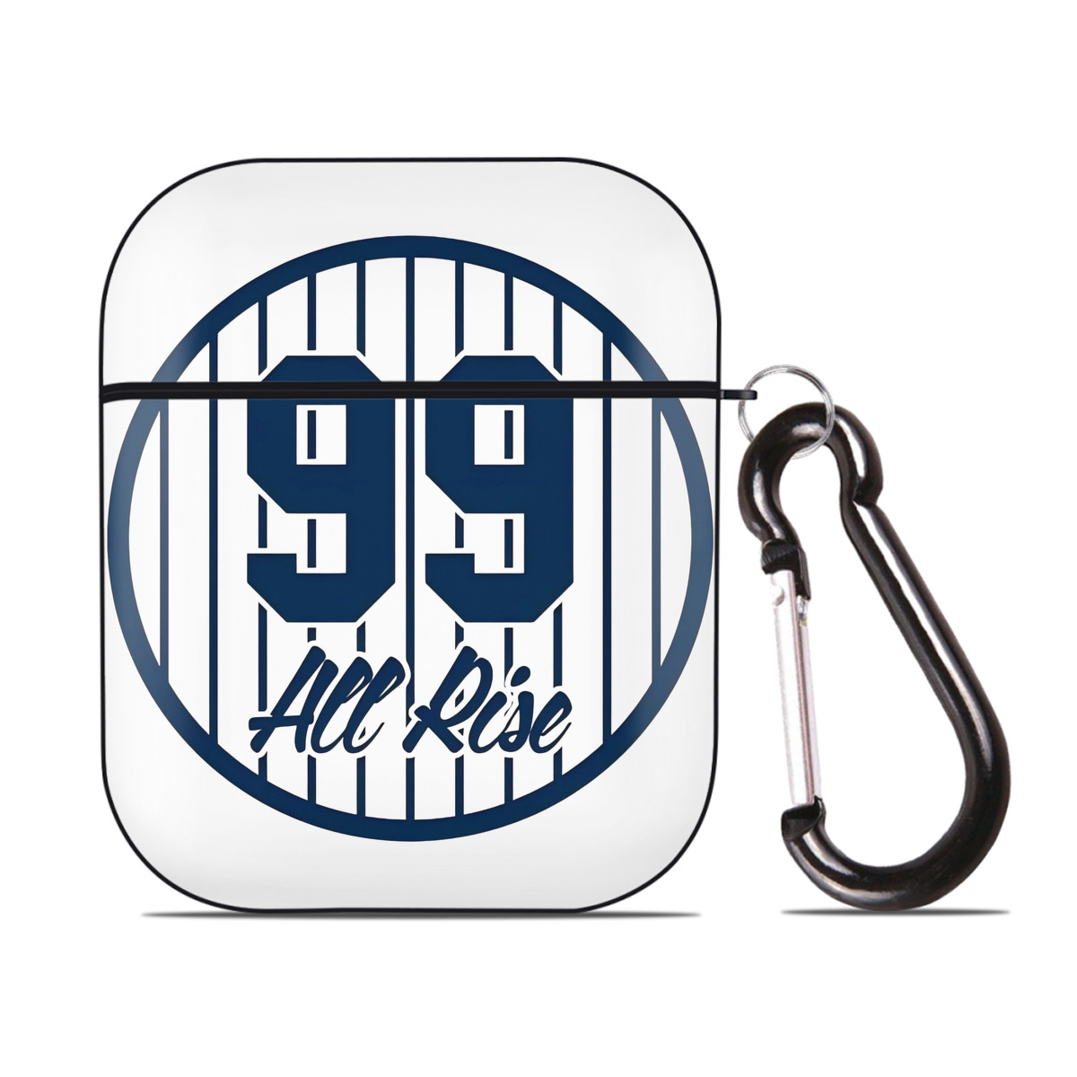 All Rice 99 Aaron Judge Pinstripe Number AirPods 2 Case Hard Shell Black, Flexible PC Material, Precise Cutouts, Full Protection, Anti-Fingerprint, Washable, Includes Keychain – Durable & Slim Design