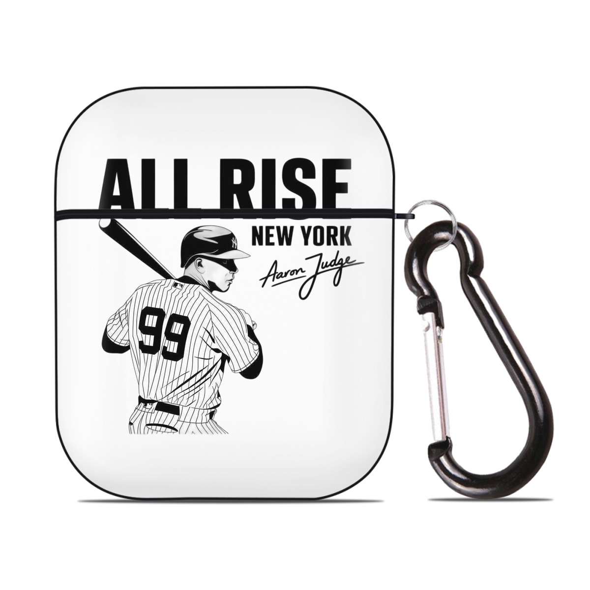 All Rise New York Aaron Judge 99 AirPods 2 Case Hard Shell Black, Flexible PC Material, Precise Cutouts, Full Protection, Anti-Fingerprint, Washable, Includes Keychain – Durable & Slim Design