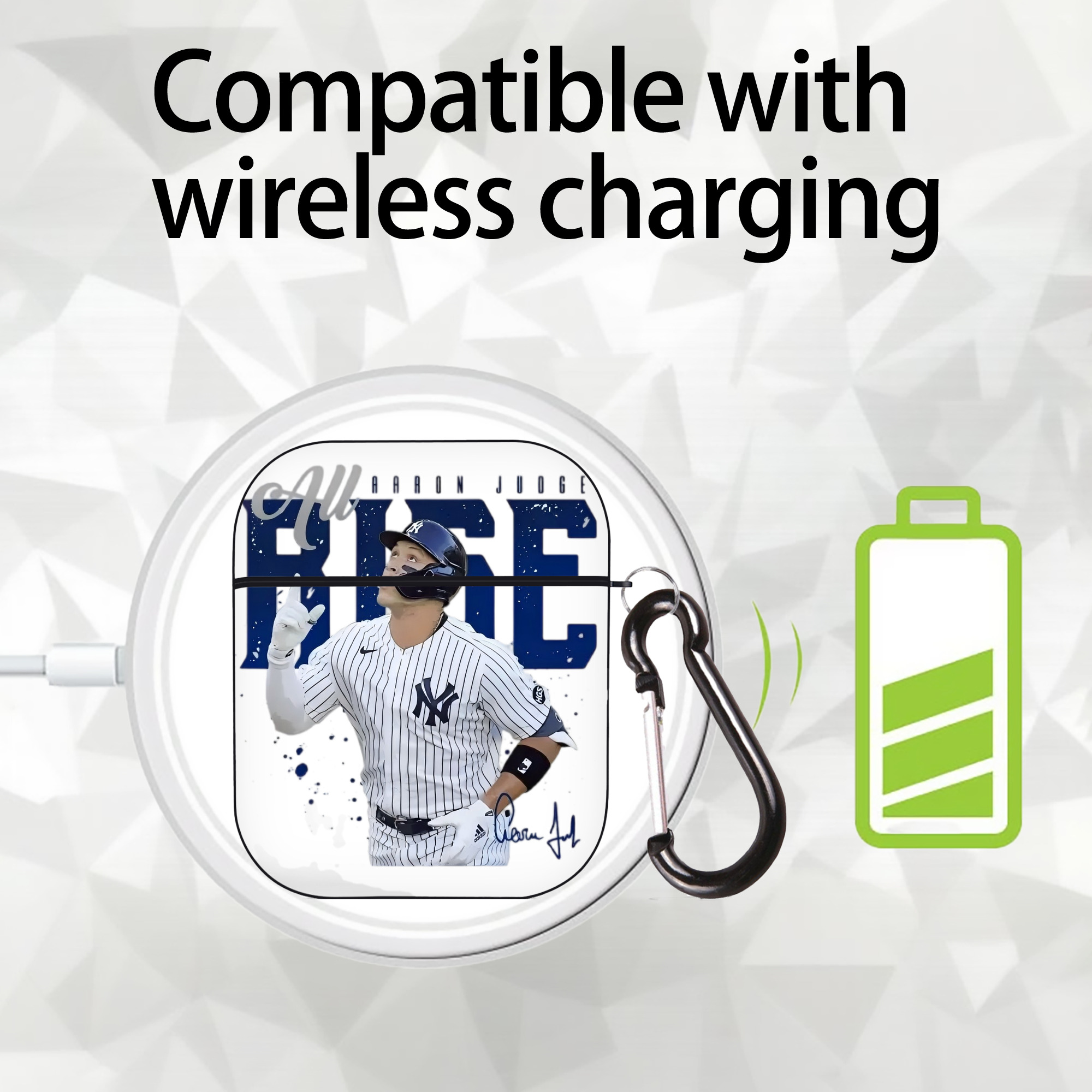 Aaron Judge 99 All Rise AirPods 2 Case Hard Shell Black, Flexible PC Material, Precise Cutouts, Full Protection, Anti-Fingerprint, Washable, Includes Keychain – Durable & Slim Design