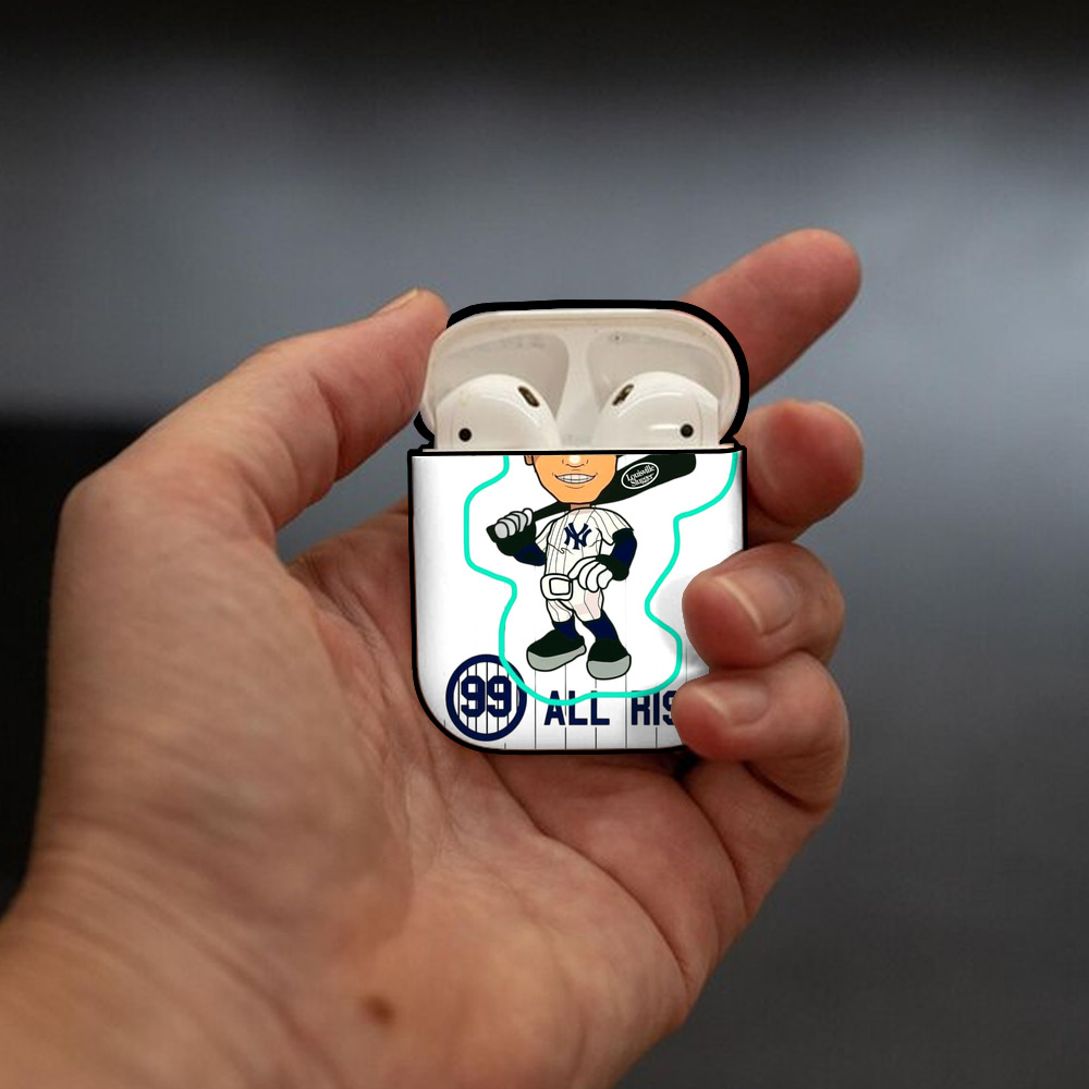 Aaron Judge 99 All Rise Cartoon AirPods 2 Case Hard Shell Black, Flexible PC Material, Precise Cutouts, Full Protection, Anti-Fingerprint, Washable, Includes Keychain – Durable & Slim Design
