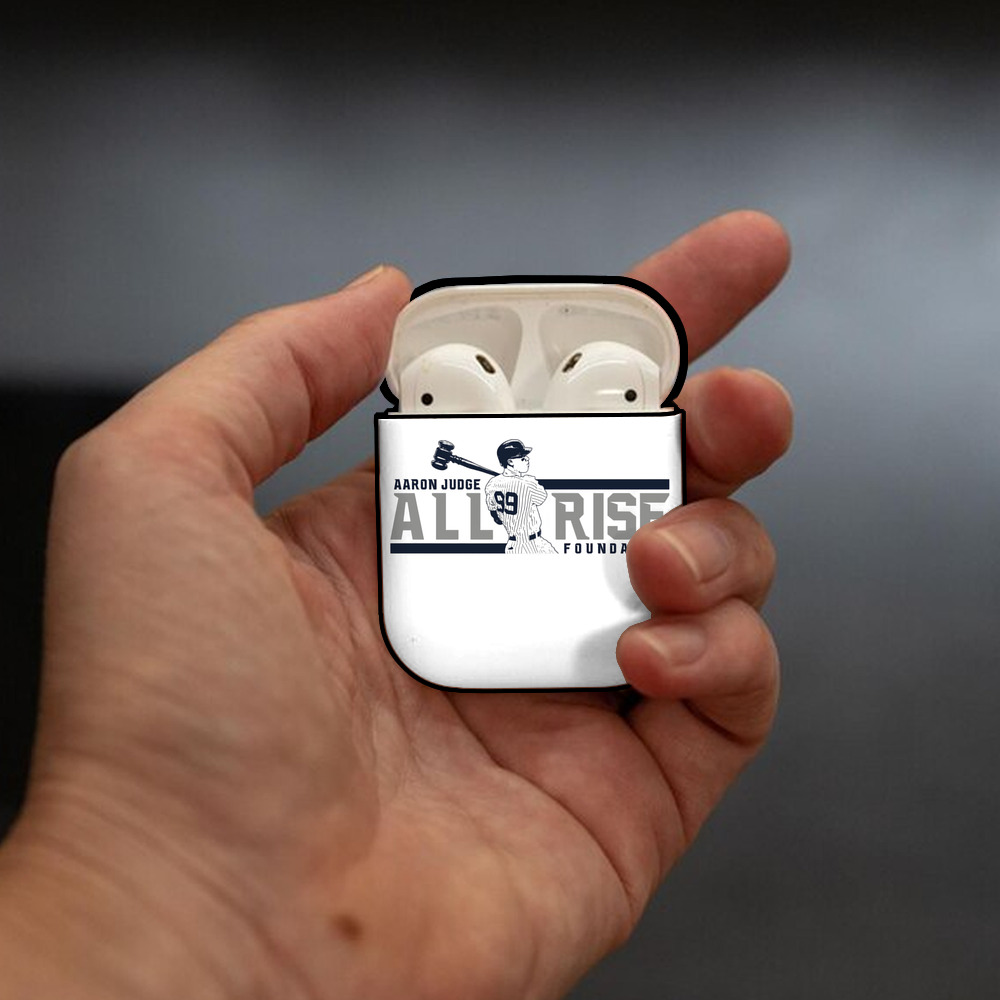 Aaron Judge All Rise Foundation Logo AirPods 2 Case Hard Shell Black, Flexible PC Material, Precise Cutouts, Full Protection, Anti-Fingerprint, Washable, Includes Keychain – Durable & Slim Design