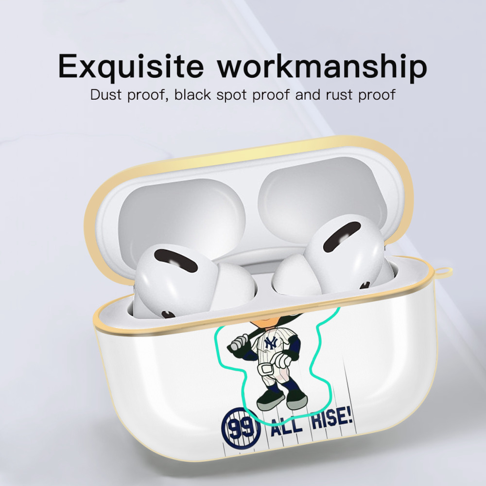 Aaron Judge 99 All Rise Cartoon Luxury Gold AirPods Pro Case With Keychain, Flexible PC Material, Full Protection, Precise Cutouts, Anti-Fingerprint, Washable, Durable Design