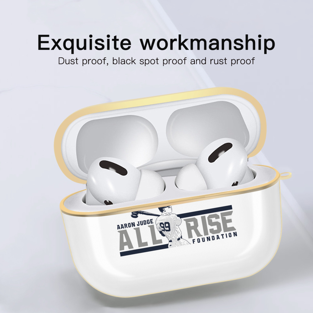 Aaron Judge All Rise Foundation Logo Luxury Gold AirPods Pro Case With Keychain, Flexible PC Material, Full Protection, Precise Cutouts, Anti-Fingerprint, Washable, Durable Design