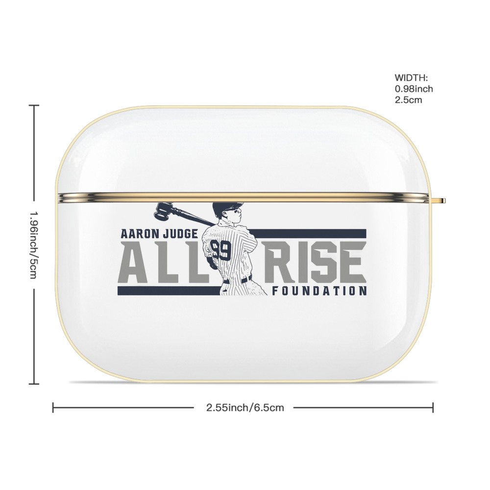 Aaron Judge All Rise Foundation Logo Luxury Gold AirPods Pro Case With Keychain, Flexible PC Material, Full Protection, Precise Cutouts, Anti-Fingerprint, Washable, Durable Design