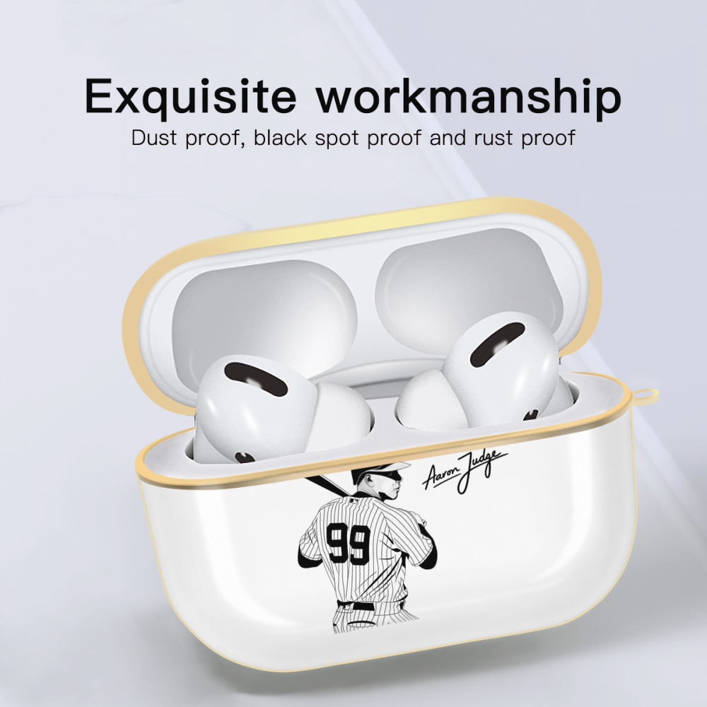 All Rise New York Aaron Judge 99 Luxury Gold AirPods Pro Case With Keychain, Flexible PC Material, Full Protection, Precise Cutouts, Anti-Fingerprint, Washable, Durable Design