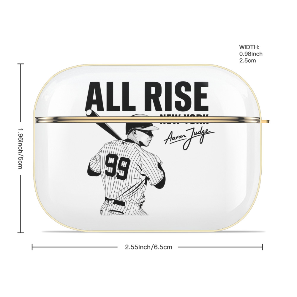 All Rise New York Aaron Judge 99 Luxury Gold AirPods Pro Case With Keychain, Flexible PC Material, Full Protection, Precise Cutouts, Anti-Fingerprint, Washable, Durable Design