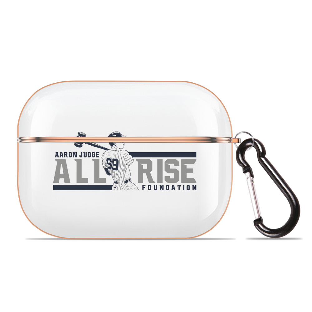 Aaron Judge All Rise Foundation Logo AirPods Pro Protective Case Rose Gold, Flexible PC Material, Precise Fit, Anti-Slip Cover, Full Protection, Fingerprint Resistant, Washable With Keychain