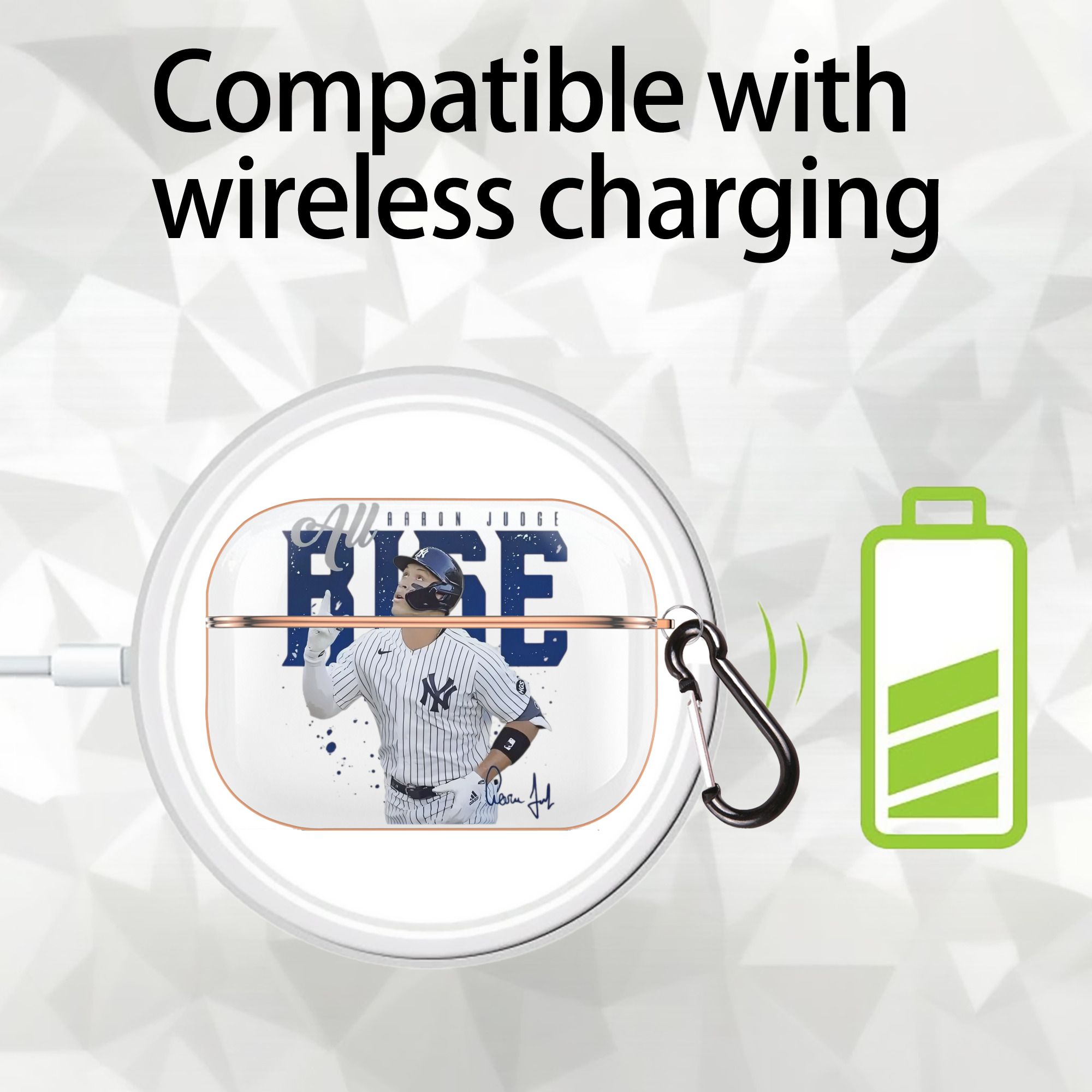 Aaron Judge 99 All Rise AirPods Pro Protective Case Rose Gold, Flexible PC Material, Precise Fit, Anti-Slip Cover, Full Protection, Fingerprint Resistant, Washable With Keychain