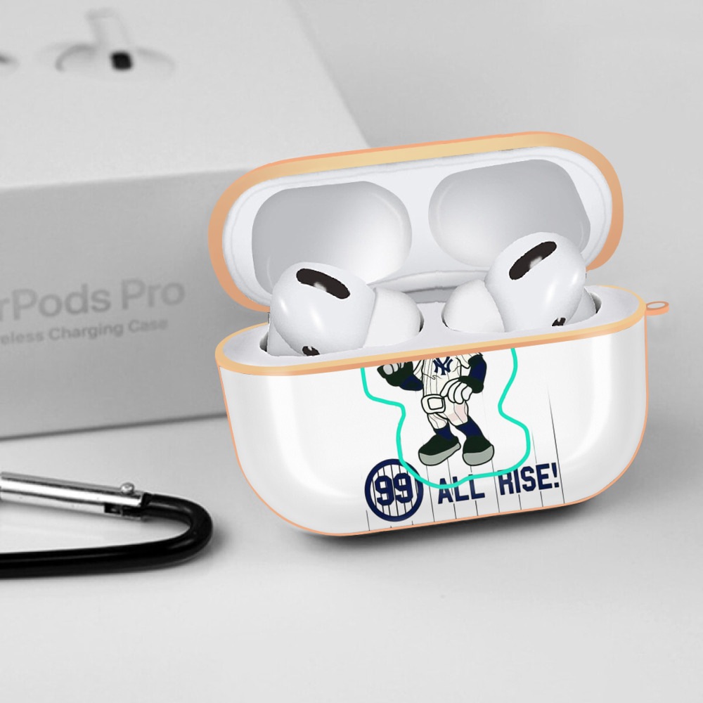 Aaron Judge 99 All Rise Cartoon AirPods Pro Protective Case Rose Gold, Flexible PC Material, Precise Fit, Anti-Slip Cover, Full Protection, Fingerprint Resistant, Washable With Keychain