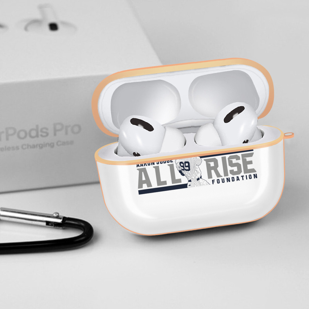 Aaron Judge All Rise Foundation Logo AirPods Pro Protective Case Rose Gold, Flexible PC Material, Precise Fit, Anti-Slip Cover, Full Protection, Fingerprint Resistant, Washable With Keychain
