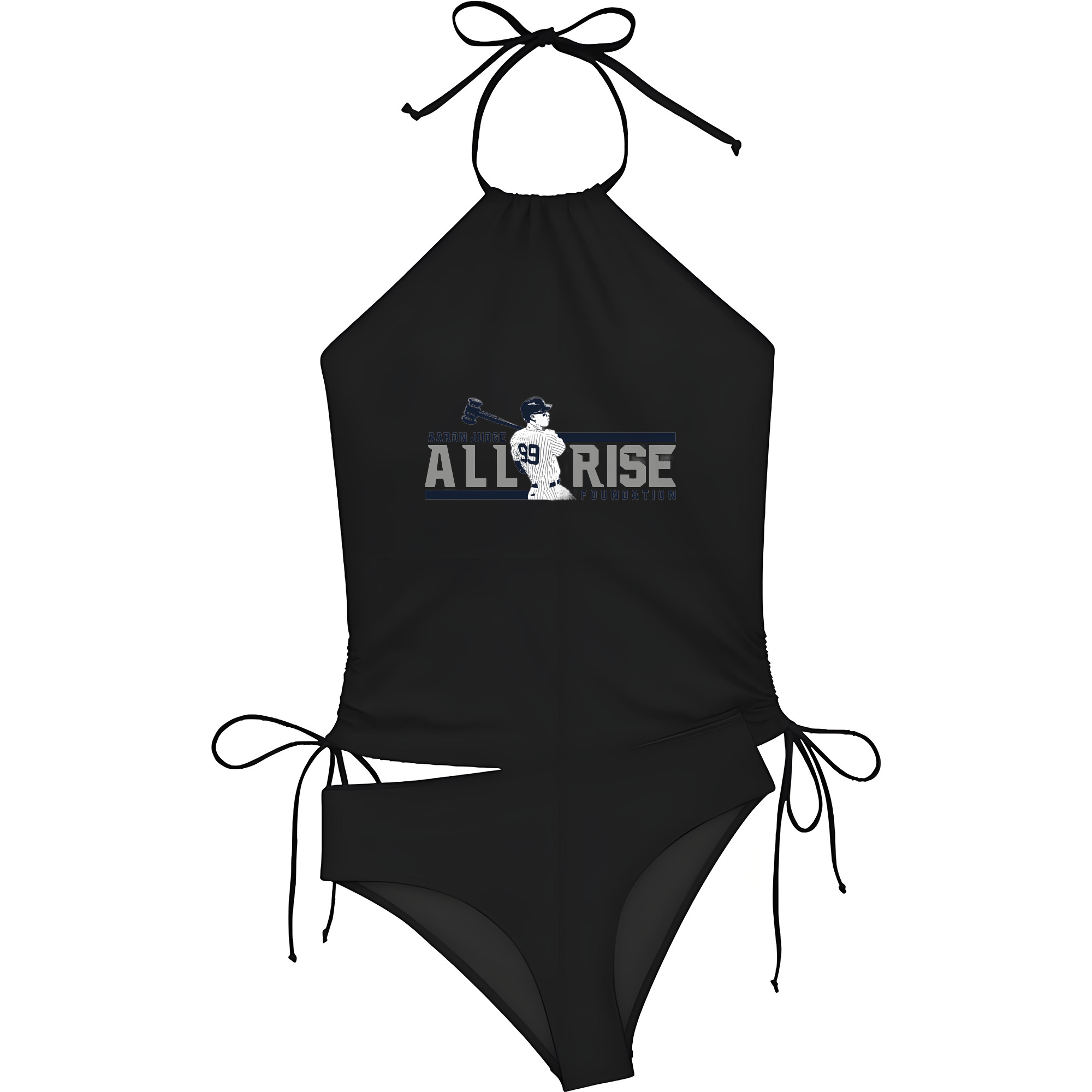 Aaron Judge All Rise Foundation Logo Women's Heat Transfer Printed Two-Piece Bikini Set – Sexy One-Shoulder Top & Triangle Bottom, Soft Nylon-Spandex, Perfect for Beach, Pool & Vacation