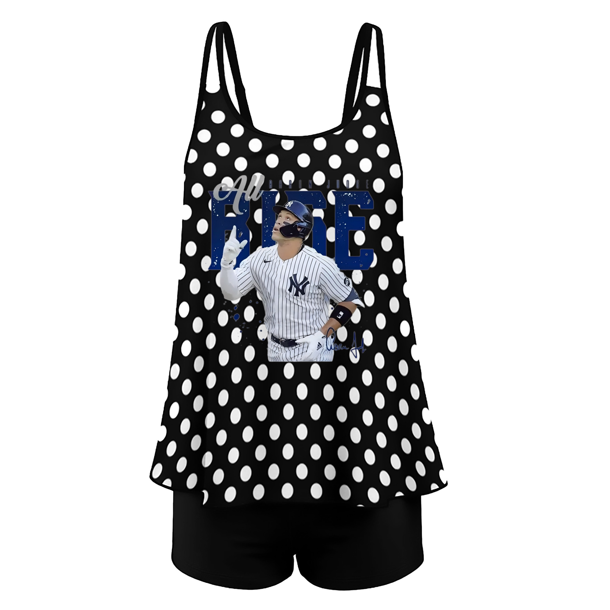 Aaron Judge 99 All Rise Women’s Heat Transfer Printed Two-Piece Swimsuit Set – Sexy Double Strap Bandeau Top & Boyshort Bottoms, Soft Nylon-Spandex, Perfect for Beach, Pool & Vacation