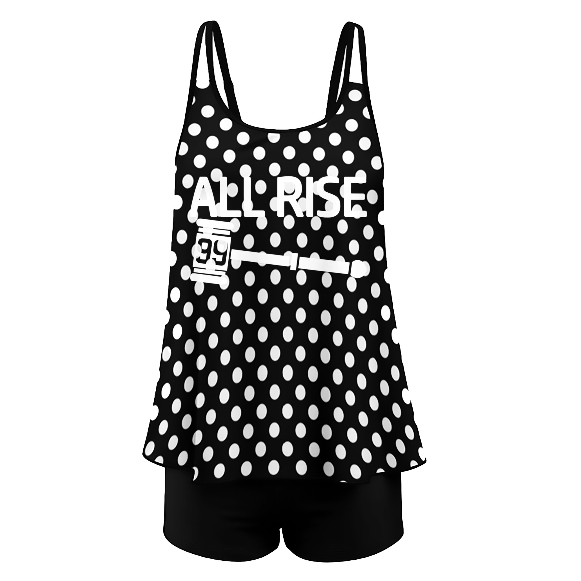 All Rise 99 Aaron Judge Women’s Heat Transfer Printed Two-Piece Swimsuit Set – Sexy Double Strap Bandeau Top & Boyshort Bottoms, Soft Nylon-Spandex, Perfect for Beach, Pool & Vacation