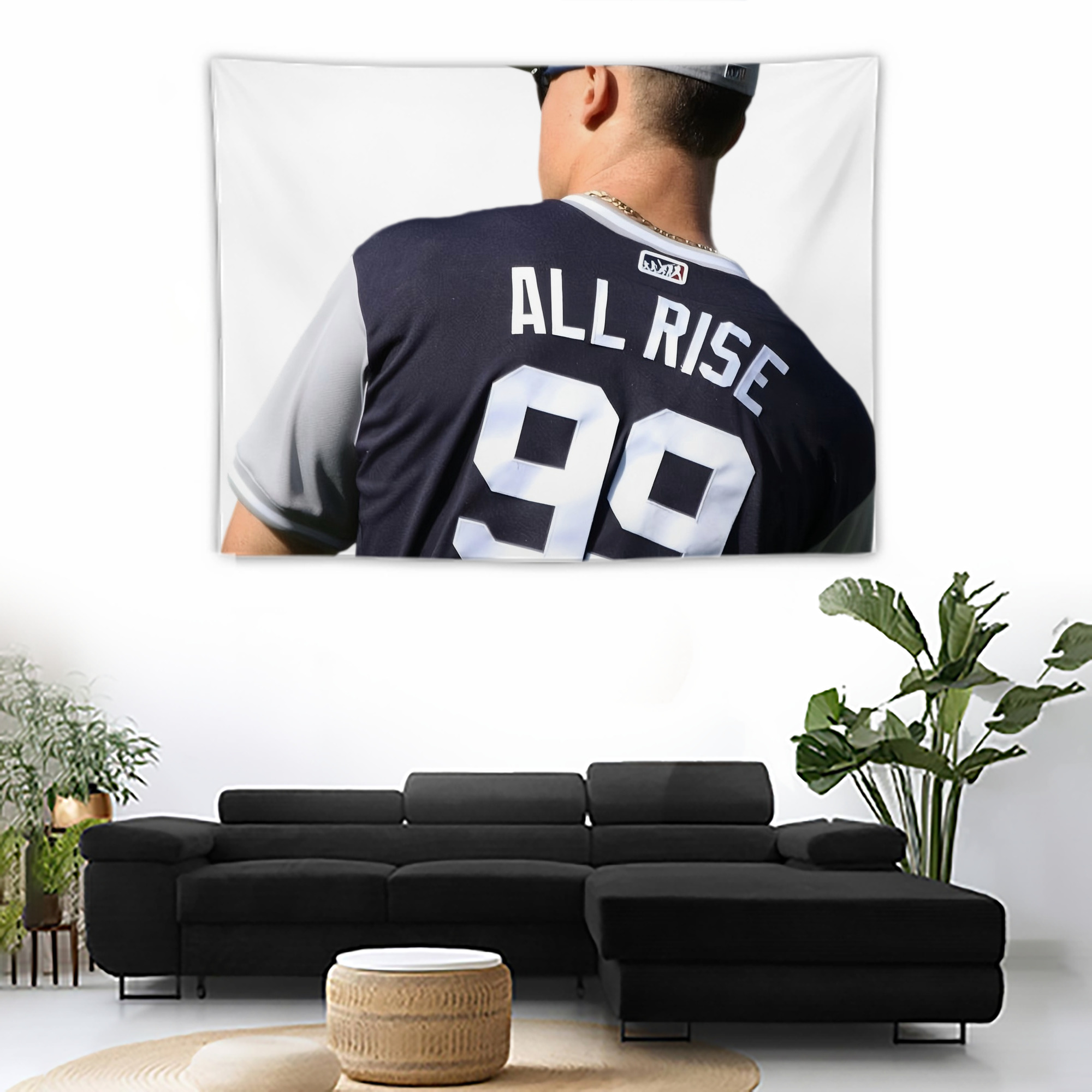 Aaron Judge 99 All Rise Wall Tapestry For Bedroom Aesthetic – Boho Style Polyester Fabric Wall Hanging With Hooks – 60 X 90 Inch Large Size, Lightweight, Durable, Easy To Hang