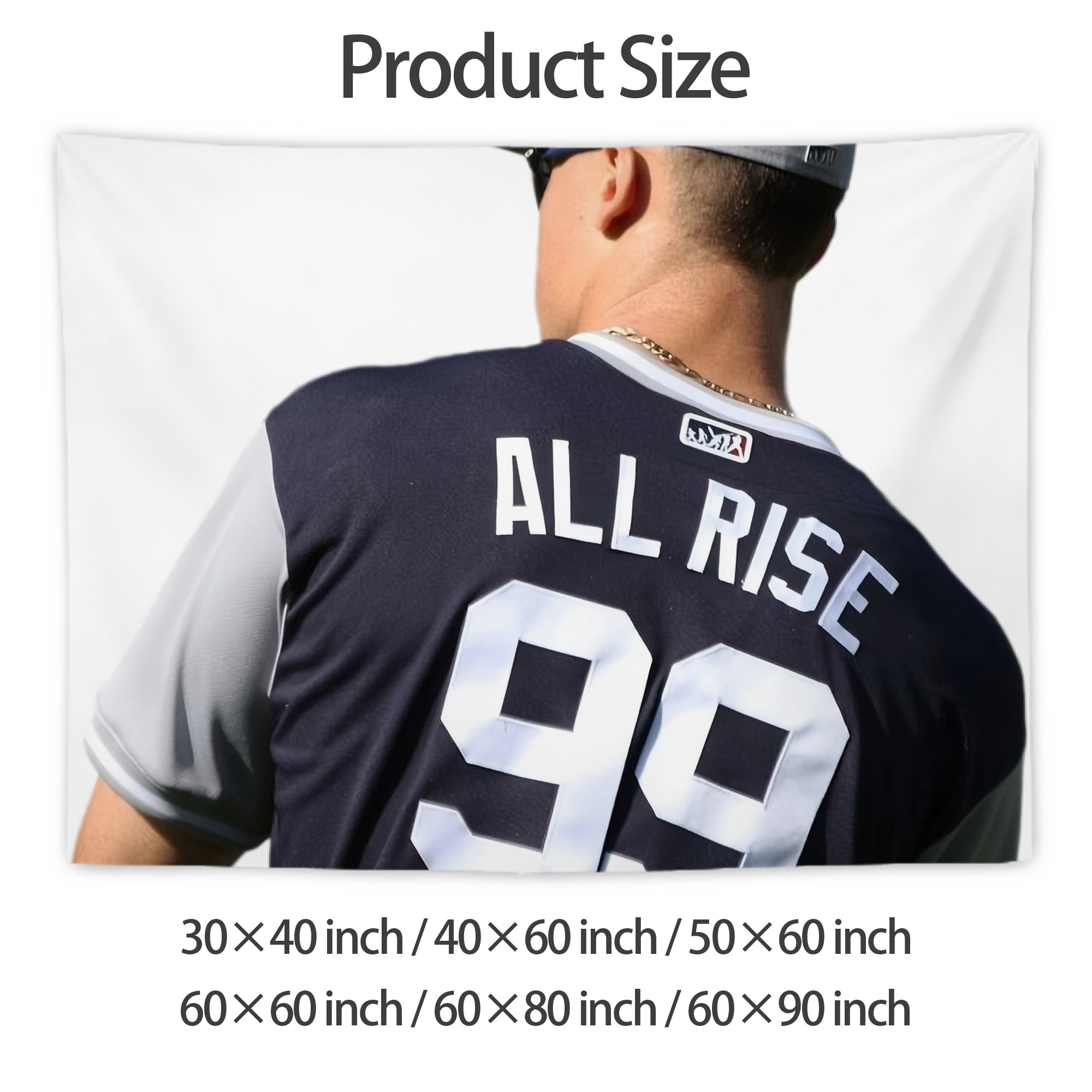 Aaron Judge 99 All Rise Wall Tapestry For Bedroom Aesthetic – Boho Style Polyester Fabric Wall Hanging With Hooks – 60 X 90 Inch Large Size, Lightweight, Durable, Easy To Hang