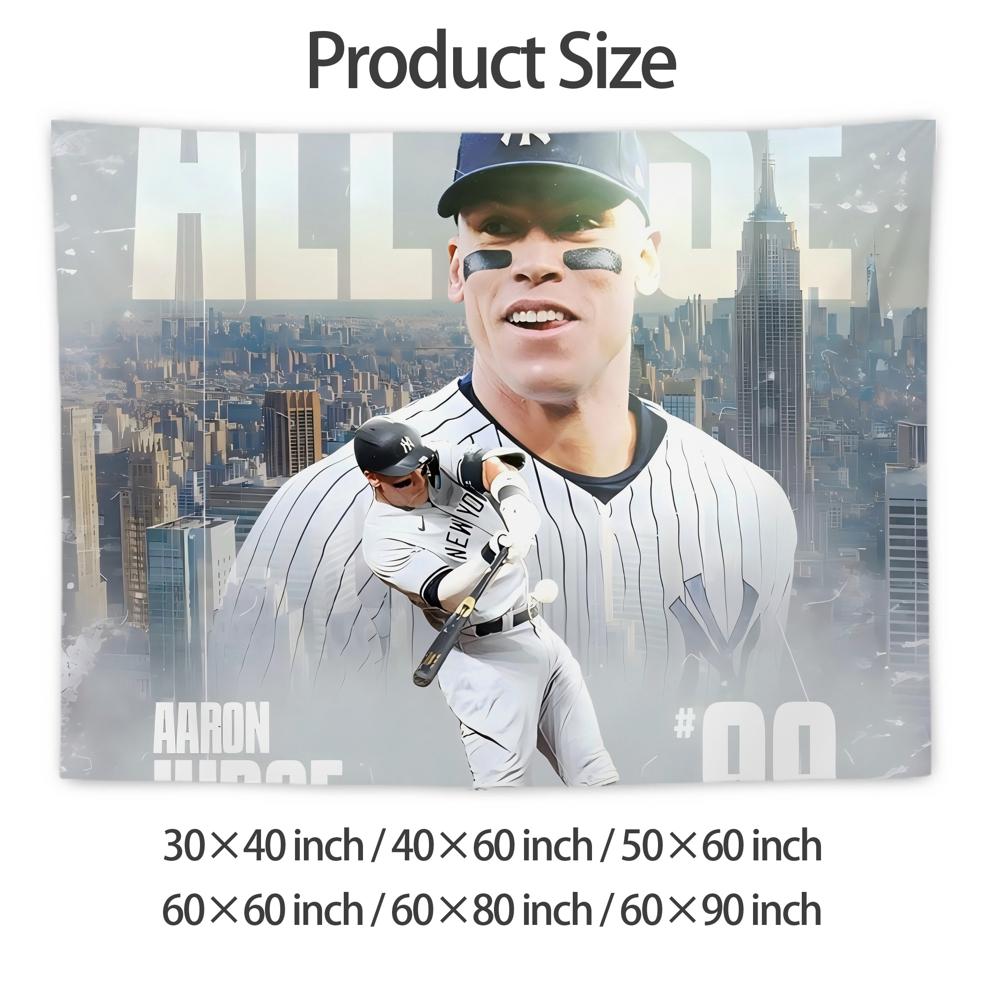 Aaron Judge 99 All Rise Wall Tapestry For Bedroom Aesthetic – Boho Style Polyester Fabric Wall Hanging With Hooks – 60 X 90 Inch Large Size, Lightweight, Durable, Easy To Hang