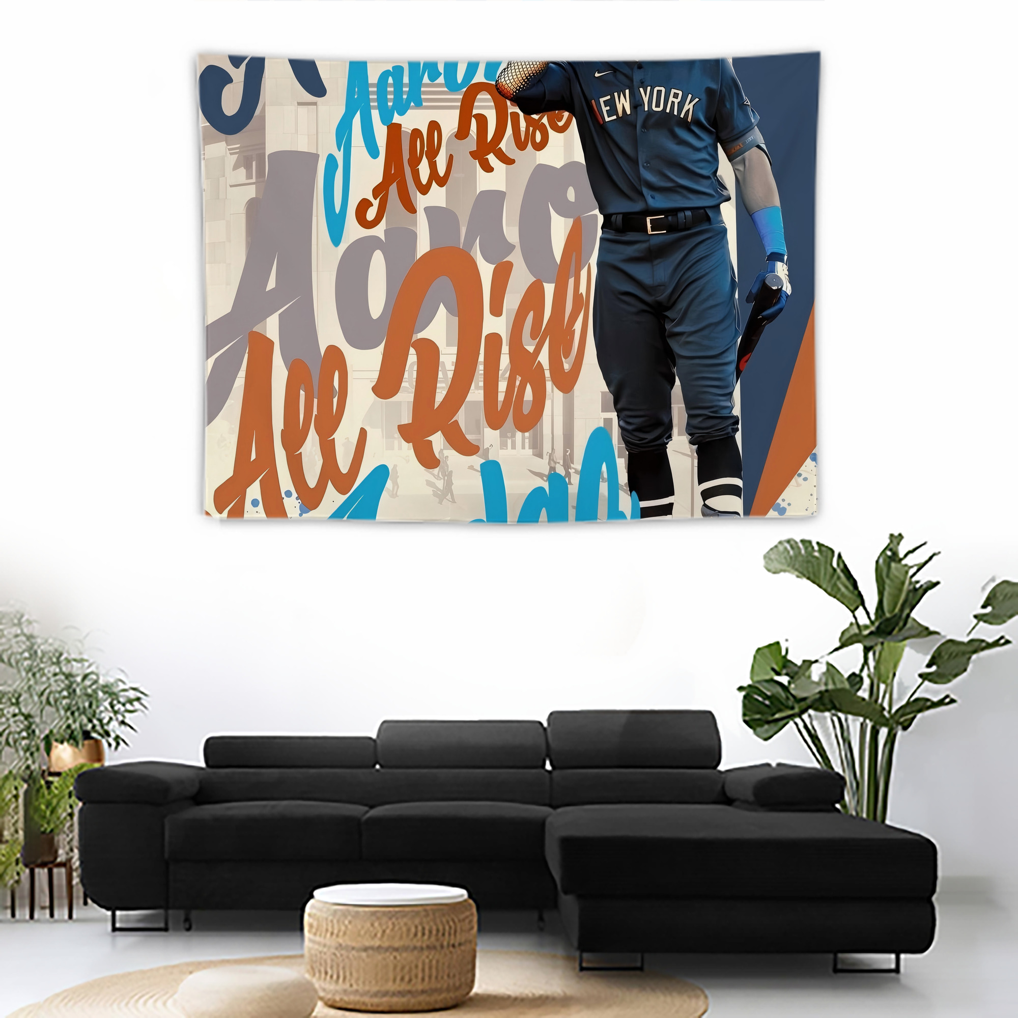 Aaron Judge 99 All Rise Wall Tapestry For Bedroom Aesthetic – Boho Style Polyester Fabric Wall Hanging With Hooks – 60 X 90 Inch Large Size, Lightweight, Durable, Easy To Hang