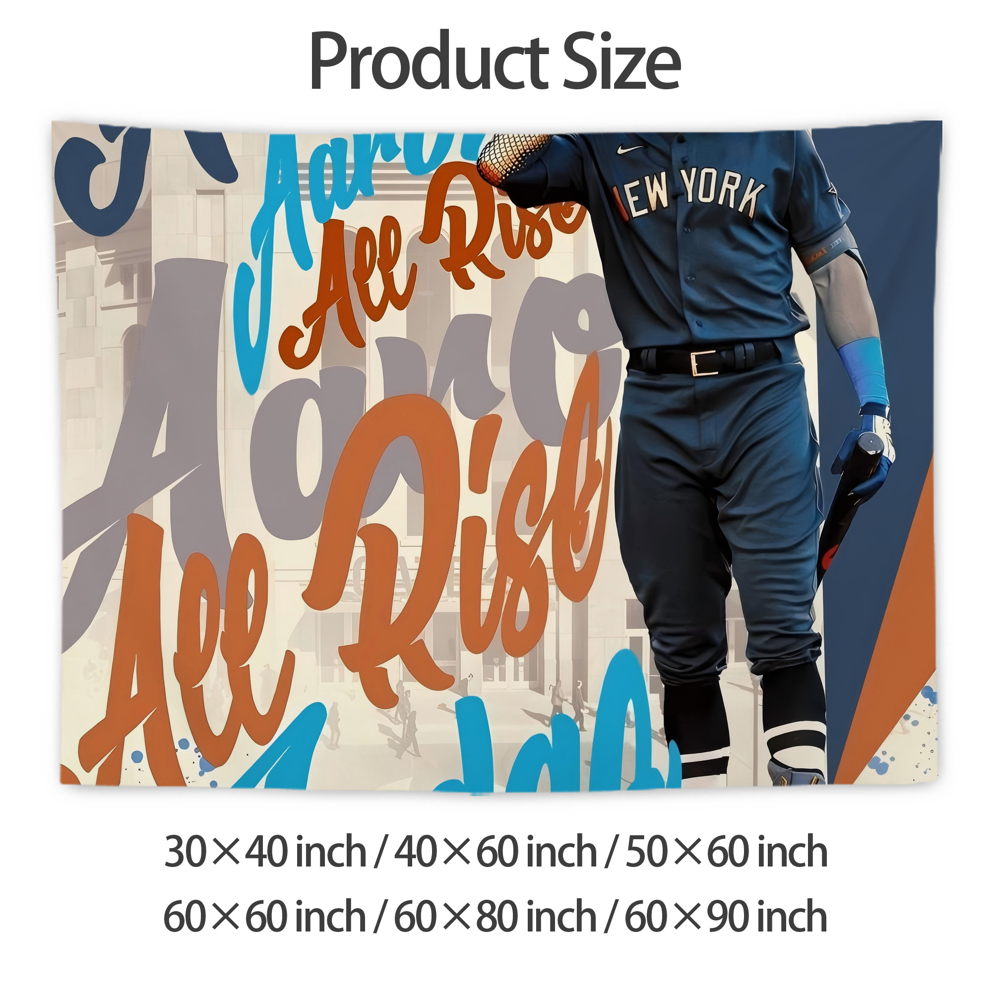 Aaron Judge 99 All Rise Wall Tapestry For Bedroom Aesthetic – Boho Style Polyester Fabric Wall Hanging With Hooks – 60 X 90 Inch Large Size, Lightweight, Durable, Easy To Hang