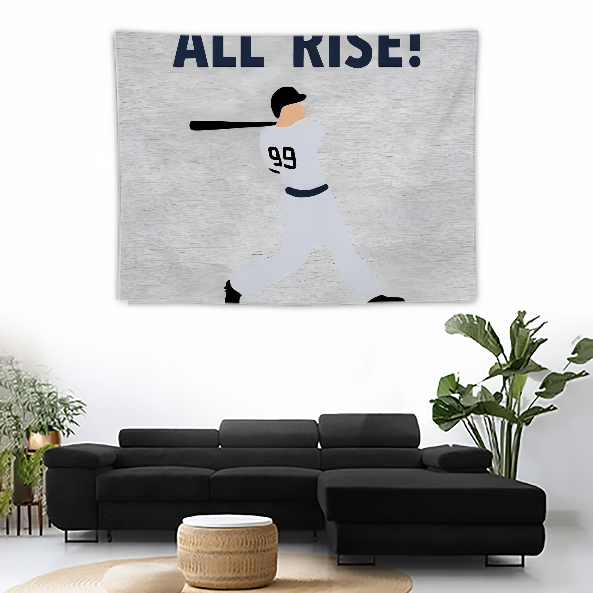 Aaron Judge 99 All Rise Wall Tapestry For Bedroom Aesthetic – Boho Style Polyester Fabric Wall Hanging With Hooks – 60 X 90 Inch Large Size, Lightweight, Durable, Easy To Hang