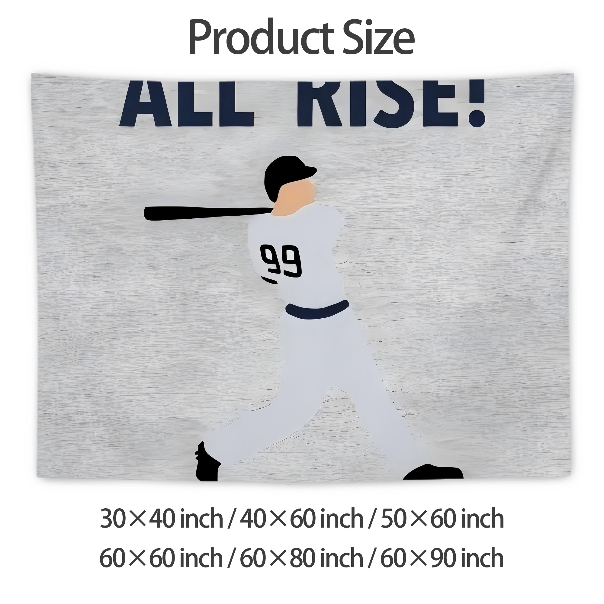 Aaron Judge 99 All Rise Wall Tapestry For Bedroom Aesthetic – Boho Style Polyester Fabric Wall Hanging With Hooks – 60 X 90 Inch Large Size, Lightweight, Durable, Easy To Hang