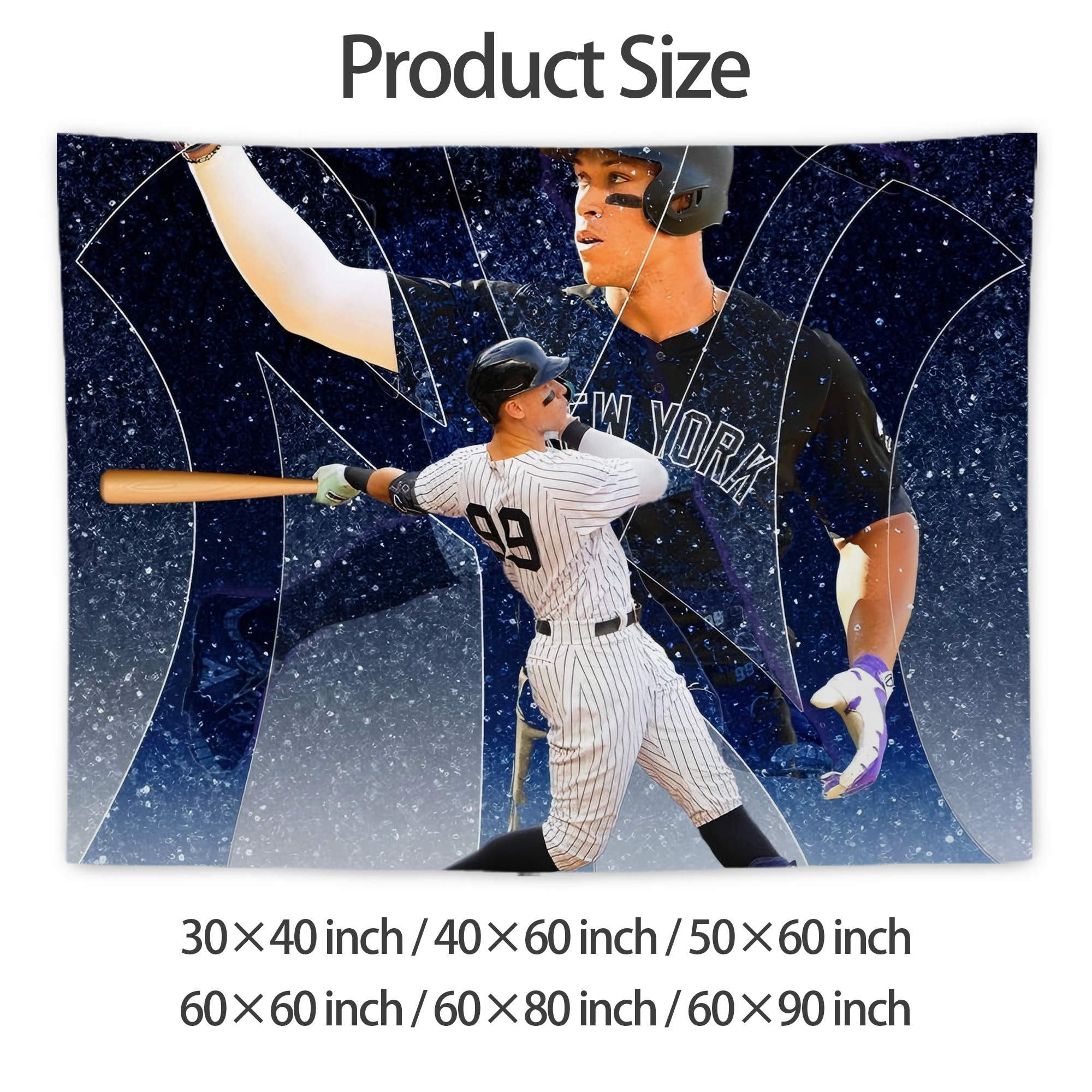 Aaron Judge 99 All Rise Wall Tapestry For Bedroom Aesthetic – Boho Style Polyester Fabric Wall Hanging With Hooks – 60 X 90 Inch Large Size, Lightweight, Durable, Easy To Hang