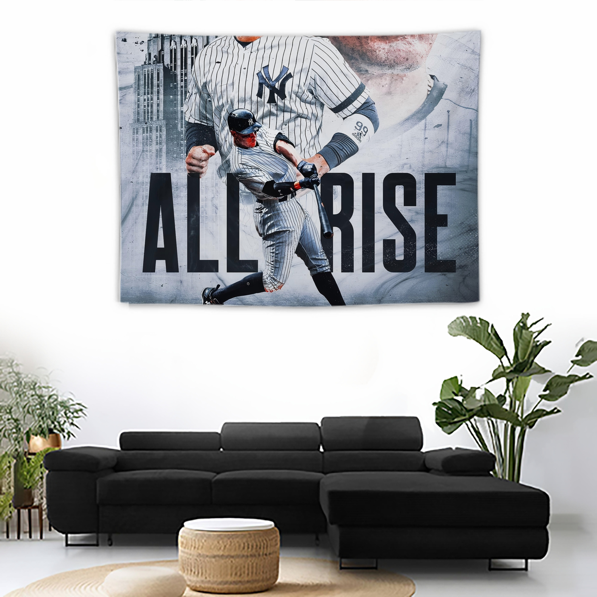 Aaron Judge 99 All Rise Wall Tapestry For Bedroom Aesthetic – Boho Style Polyester Fabric Wall Hanging With Hooks – 60 X 90 Inch Large Size, Lightweight, Durable, Easy To Hang