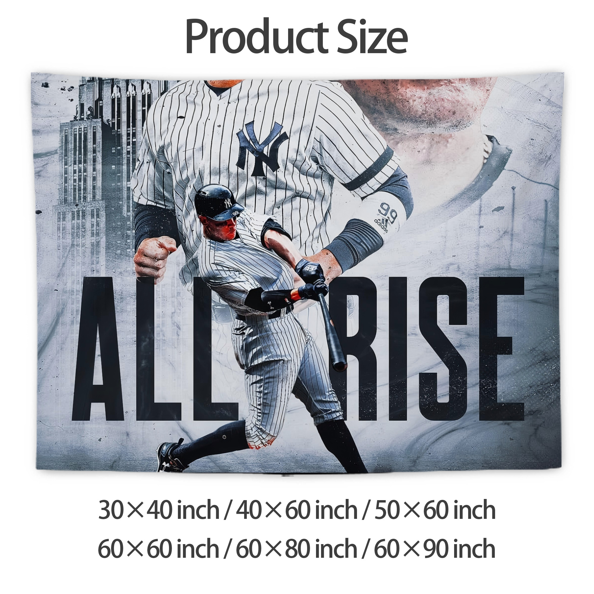 Aaron Judge 99 All Rise Wall Tapestry For Bedroom Aesthetic – Boho Style Polyester Fabric Wall Hanging With Hooks – 60 X 90 Inch Large Size, Lightweight, Durable, Easy To Hang