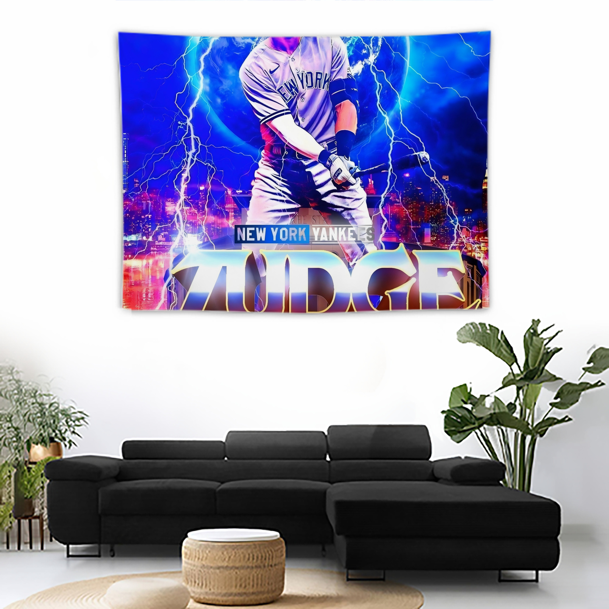 Aaron Judge 99 All Rise Wall Tapestry For Bedroom Aesthetic – Boho Style Polyester Fabric Wall Hanging With Hooks – 60 X 90 Inch Large Size, Lightweight, Durable, Easy To Hang