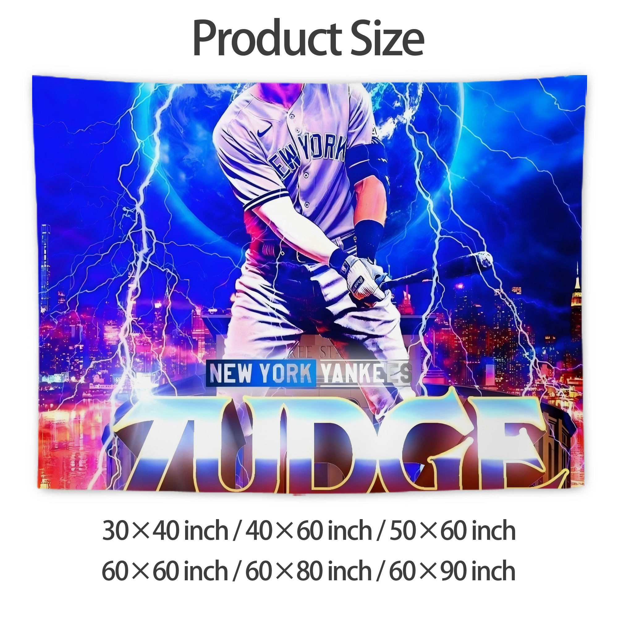 Aaron Judge 99 All Rise Wall Tapestry For Bedroom Aesthetic – Boho Style Polyester Fabric Wall Hanging With Hooks – 60 X 90 Inch Large Size, Lightweight, Durable, Easy To Hang